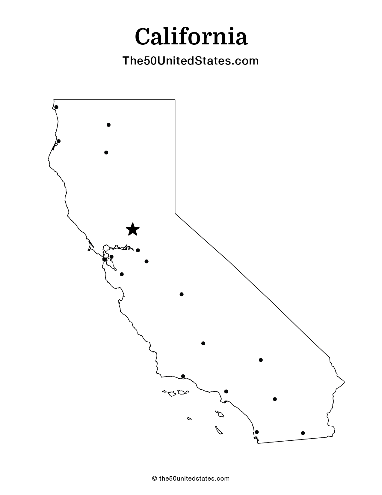 California with Cities (Blank)