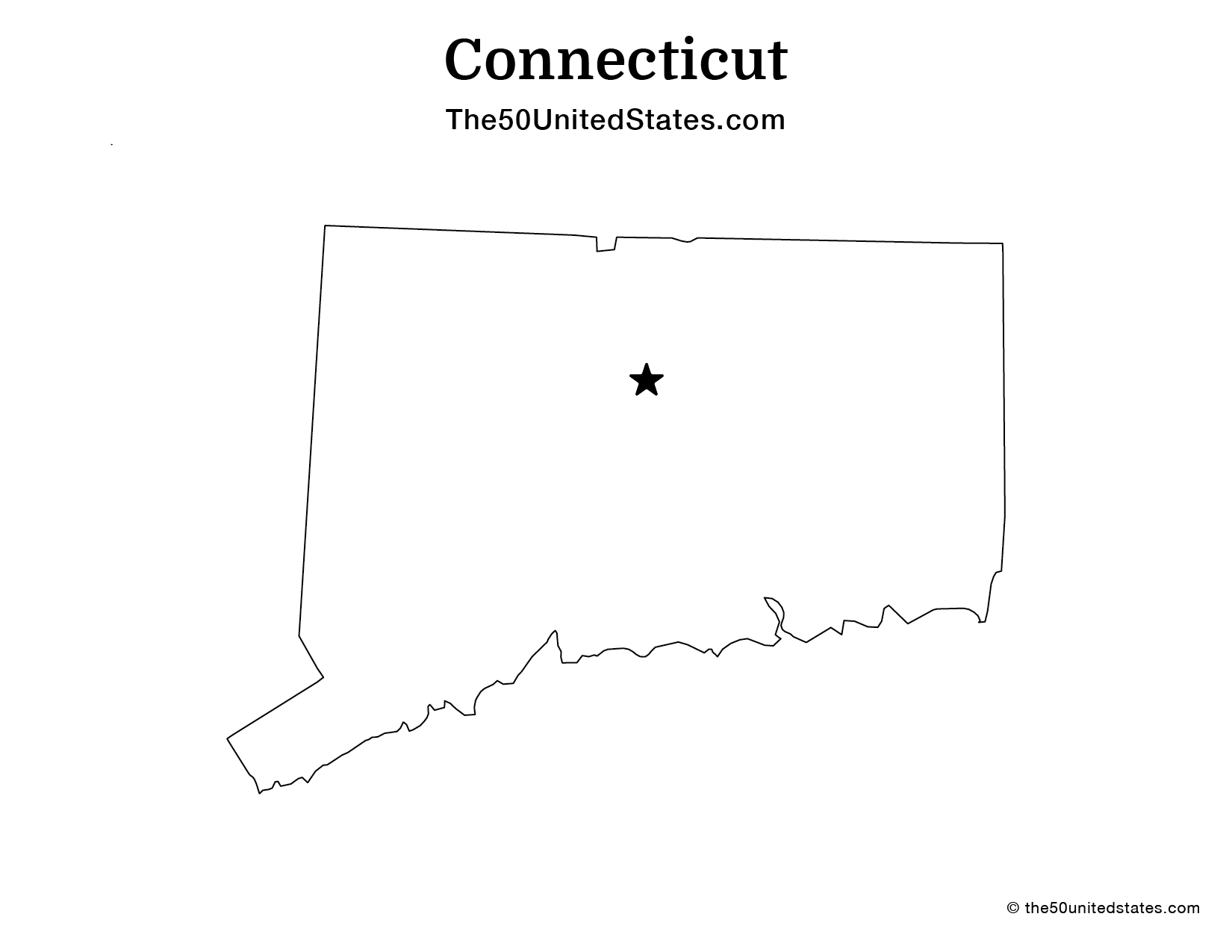 Map of Connecticut with Capital (Blank)