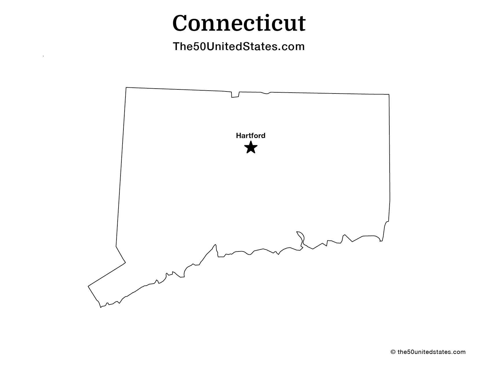 Map of Connecticut with Capital (Labeled)