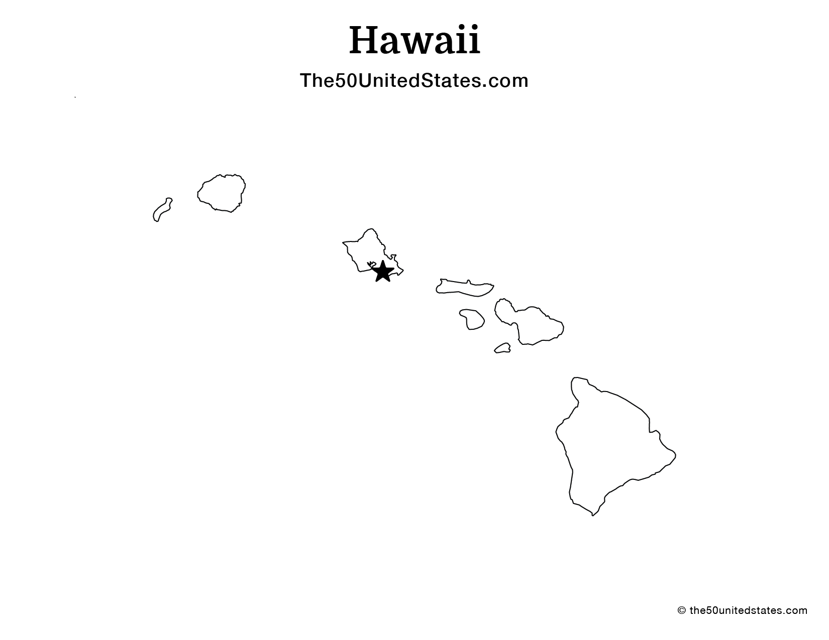 Map of Hawaii with Capital (Blank)