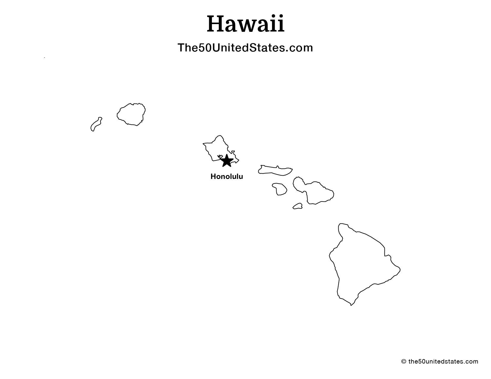 Map of Hawaii with Capital (Labeled)