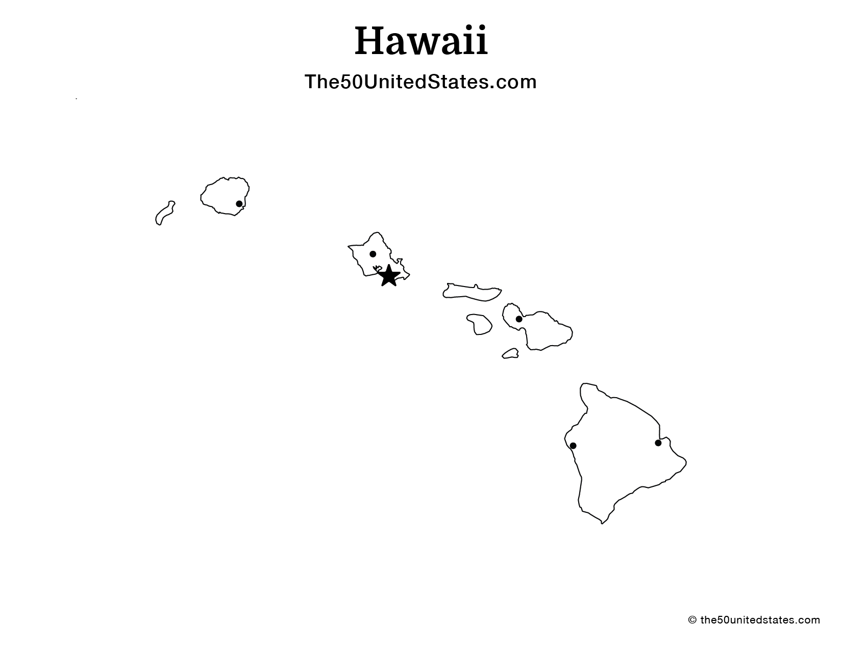 Map of Hawaii with Cities (Blank)