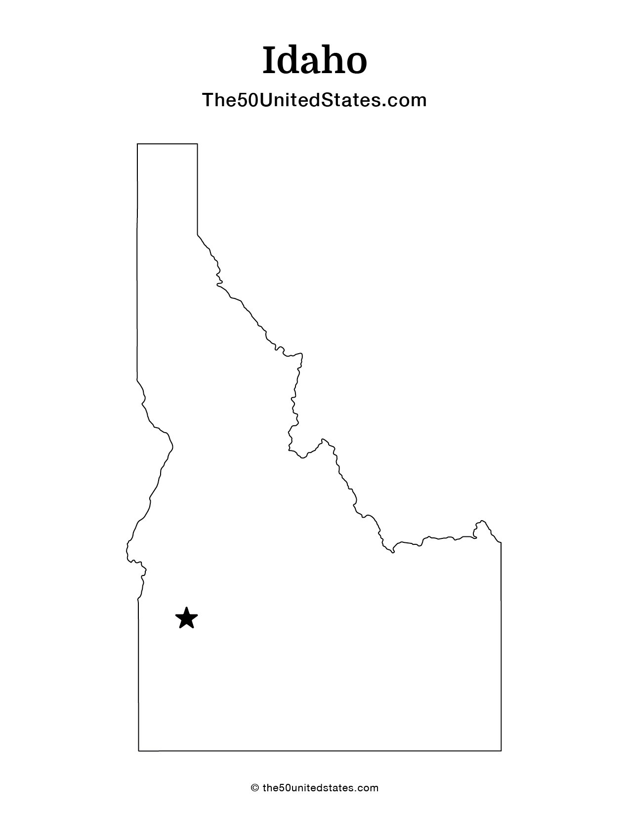 Map of Idaho with Capital (Blank)