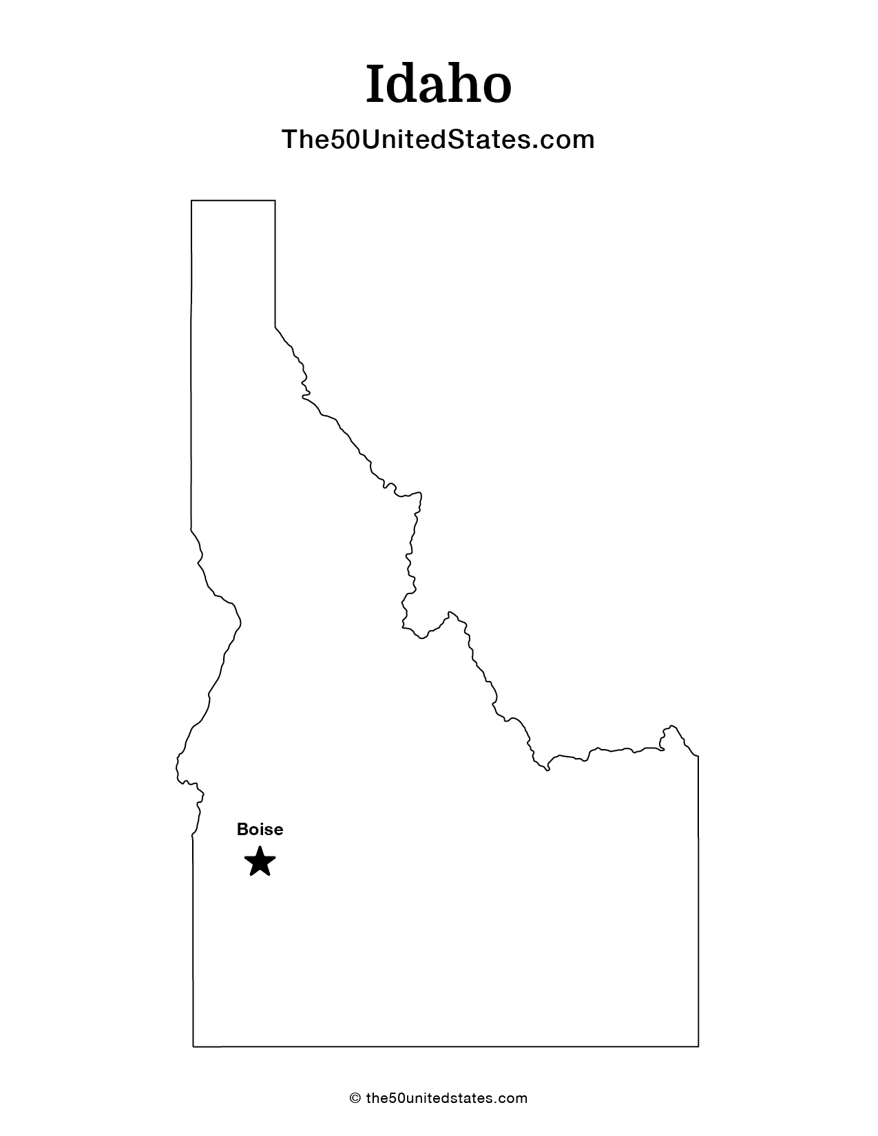 Map of Idaho with Capital (Labeled)