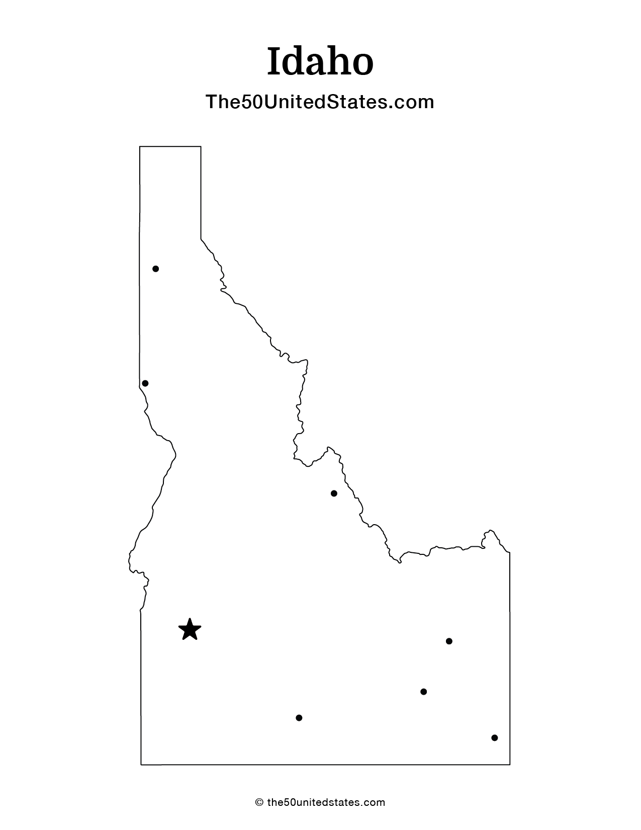 Map of Idaho with Cities (Blank)