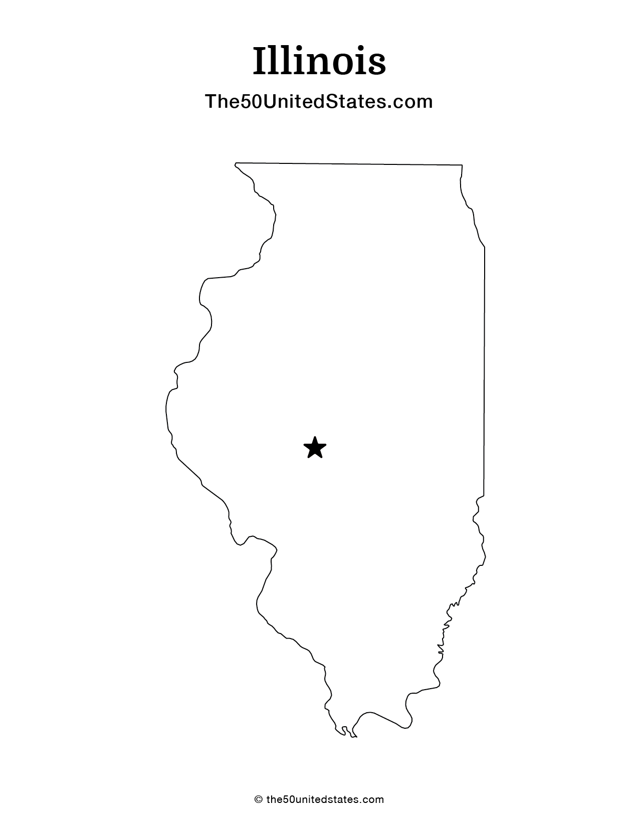 Map of Illinois with Capital (Blank)