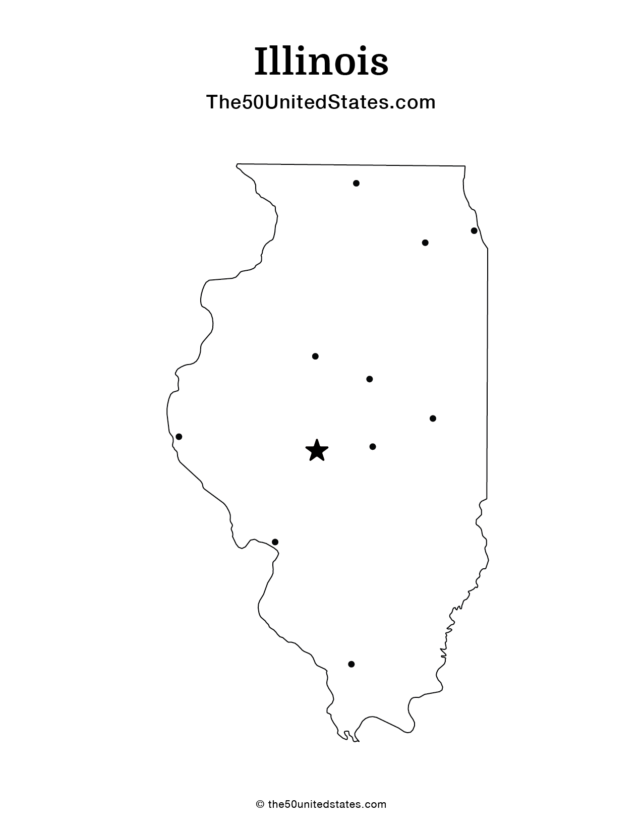 Map of Illinois with Cities (Blank)