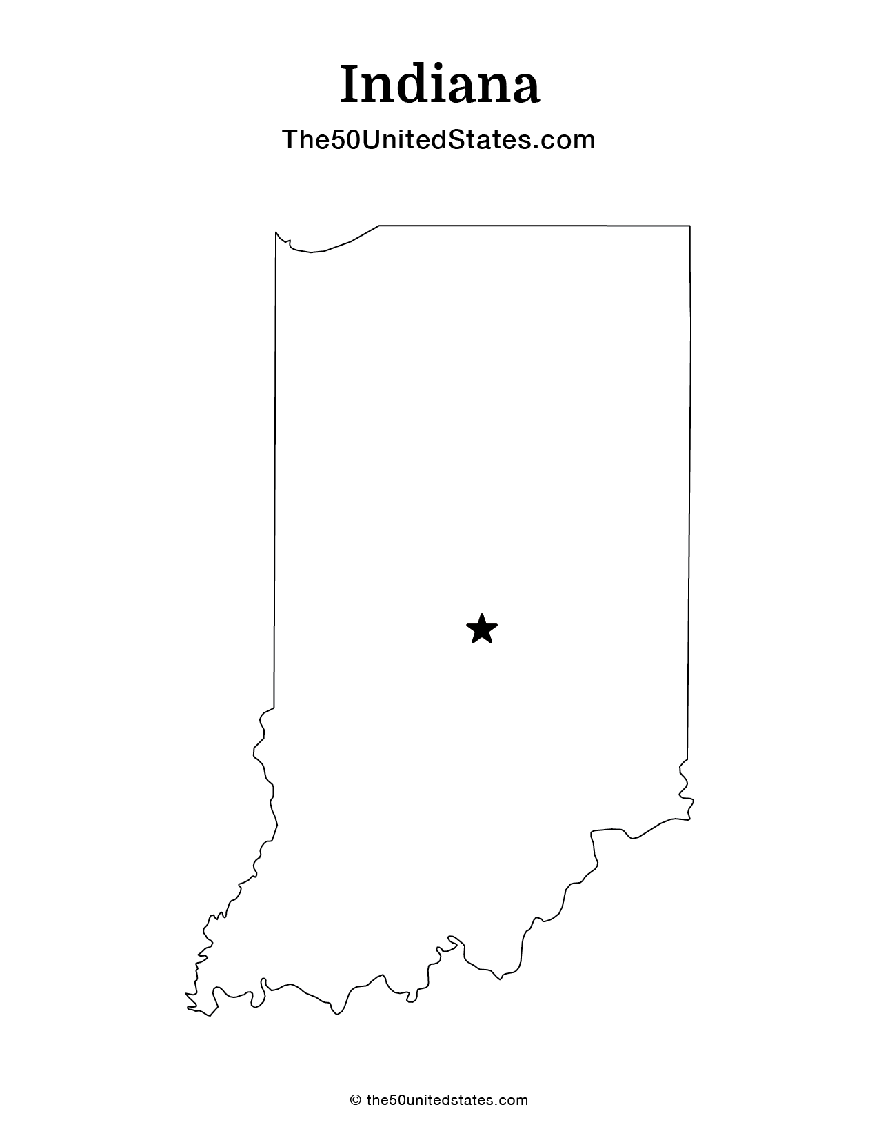 Map of Indiana with Capital (Blank)