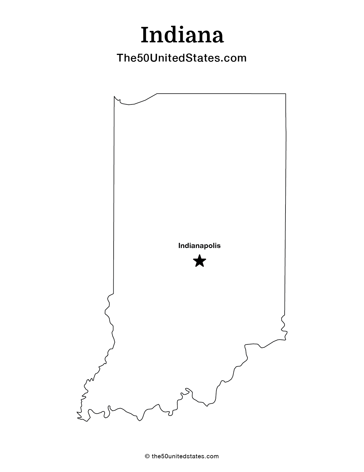 Map of Indiana with Capital (Labeled)