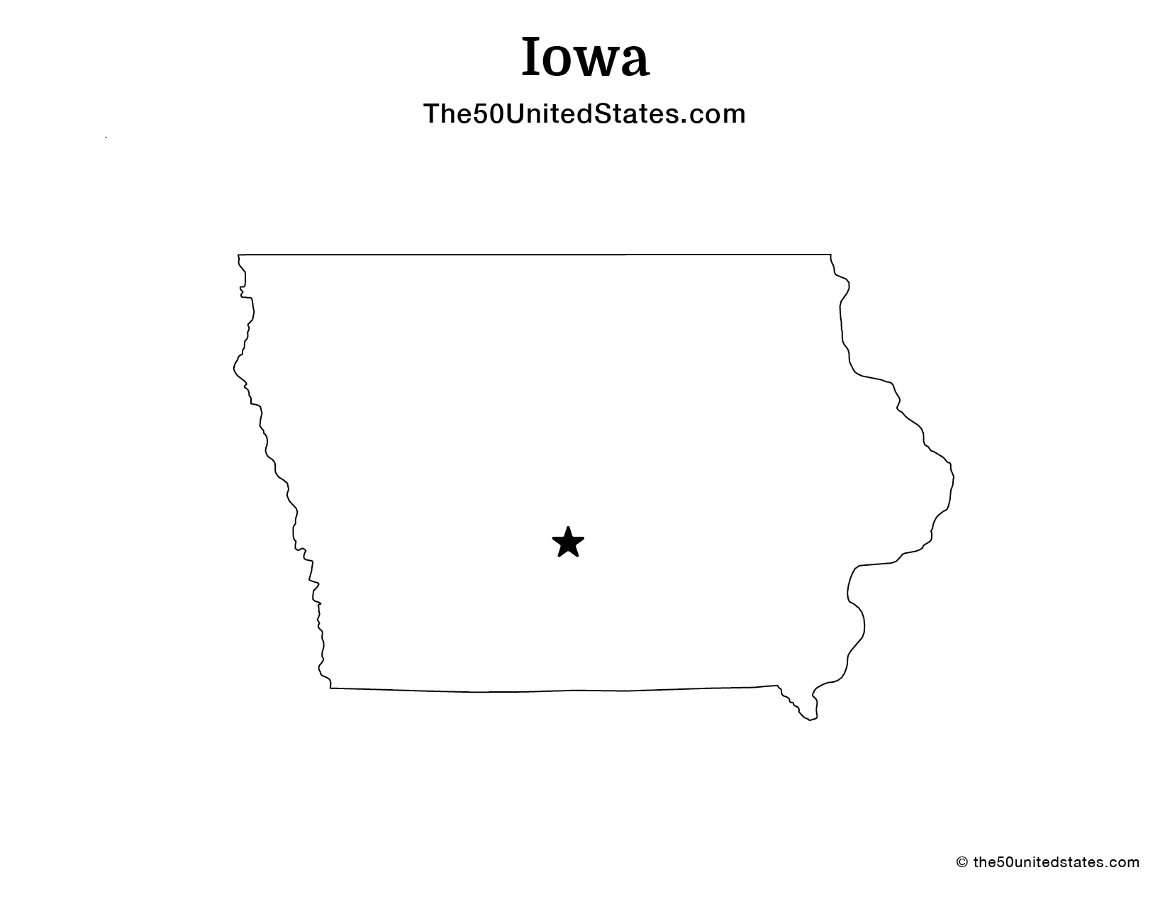 Map of Iowa with Capital (Blank)