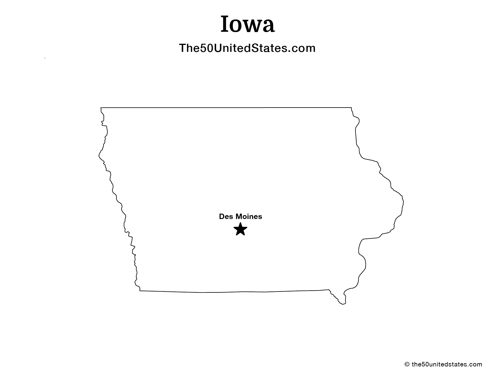 Map of Iowa with Capital (Labeled)