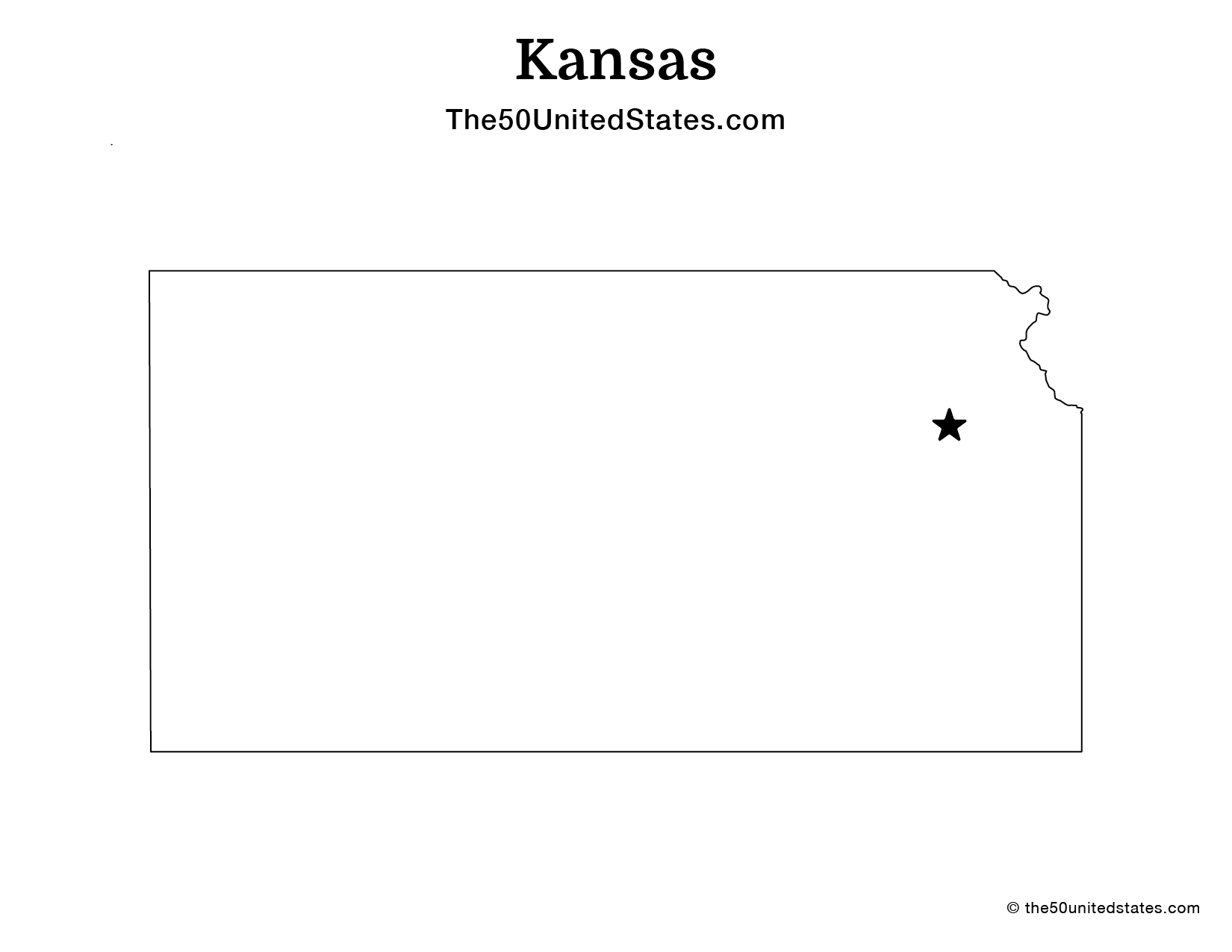 Map of Kansas with Capital (Blank)