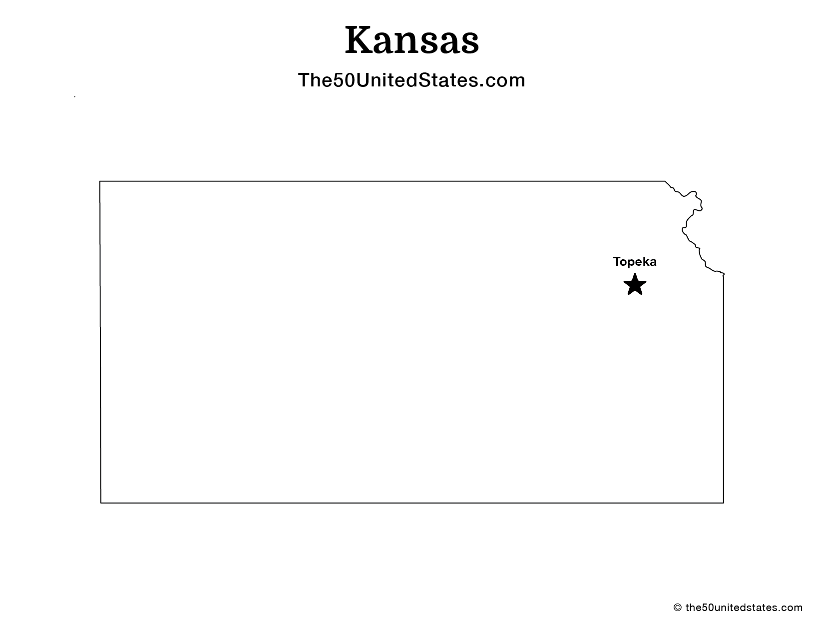 Map of Kansas with Capital (Labeled)