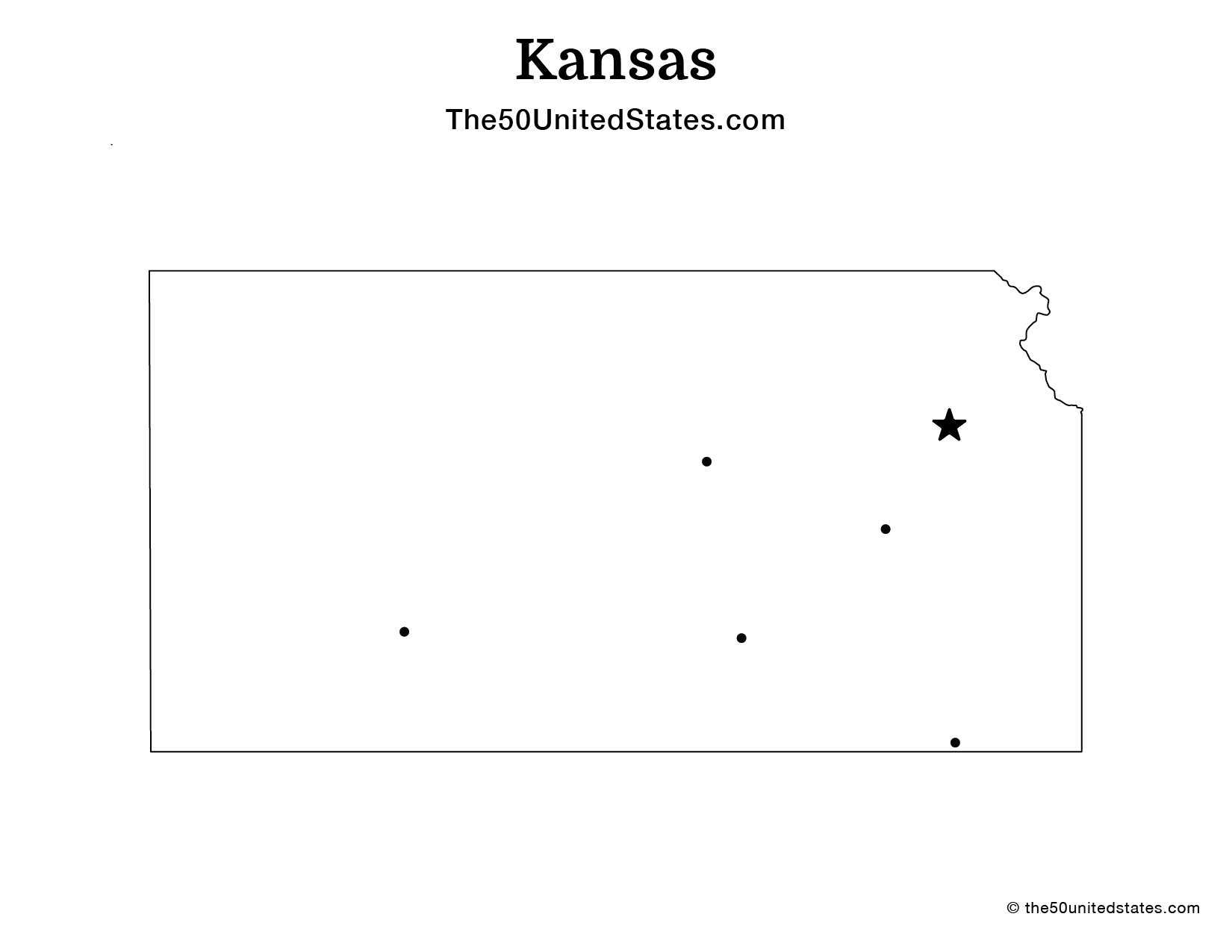 Map of Kansas with Cities (Blank)