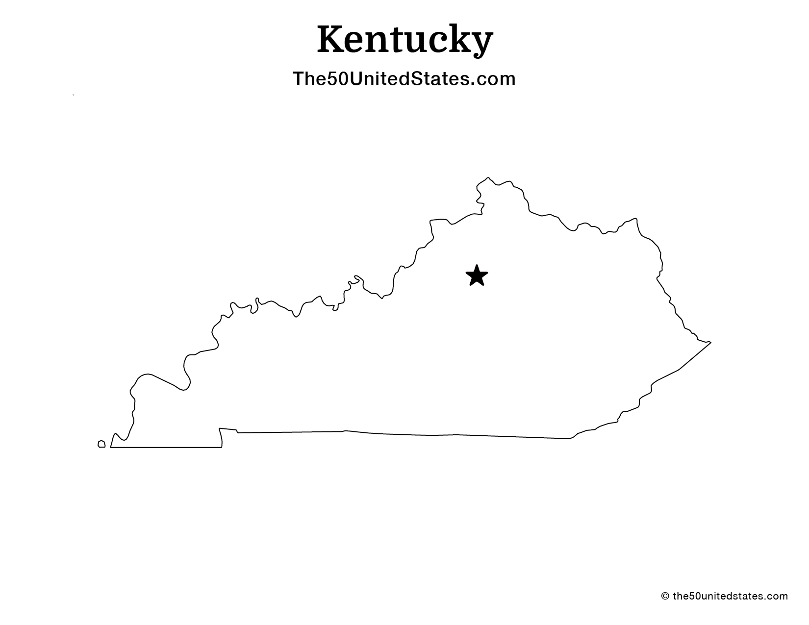 Map of Kentucky with Capital (Blank)