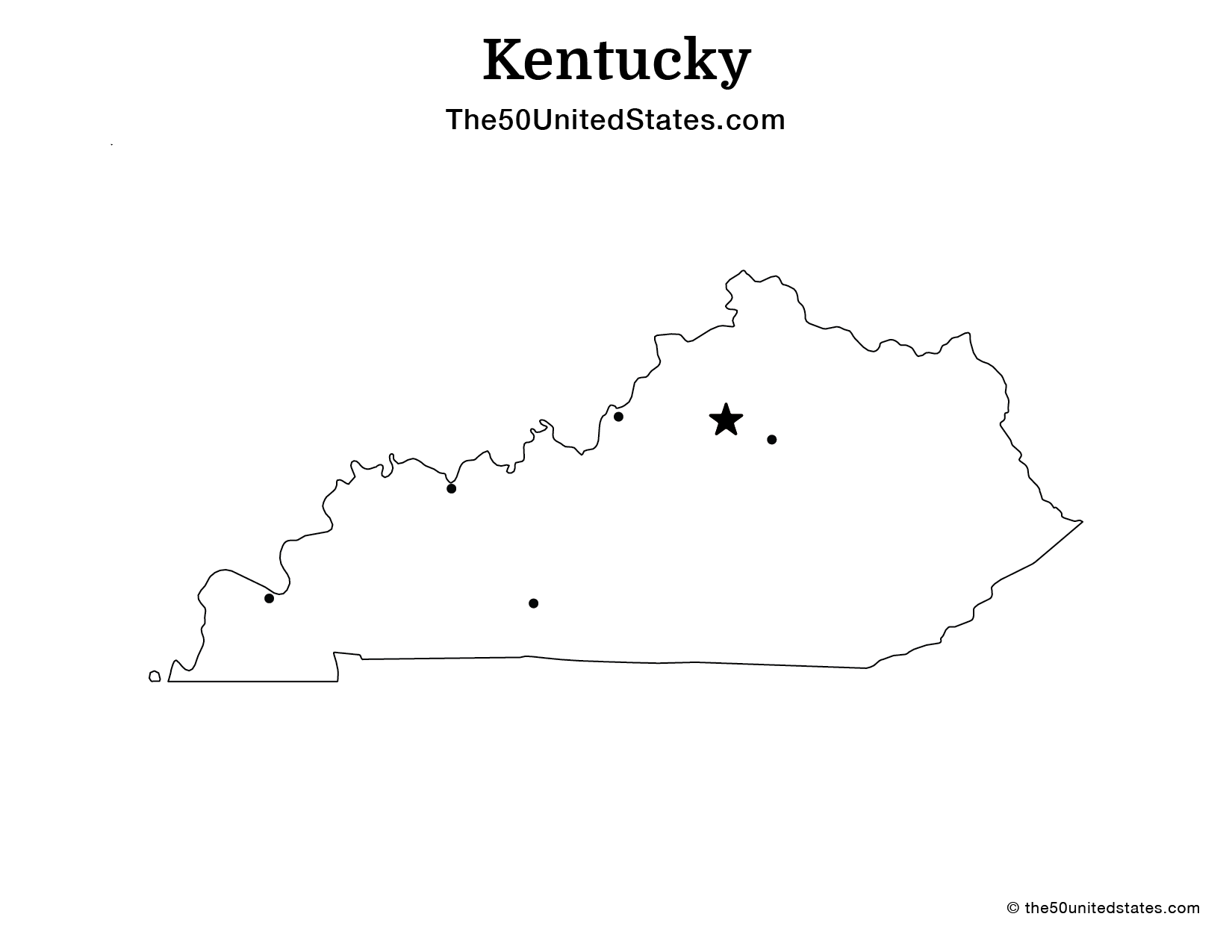 Map of Kentucky with Cities (Blank)