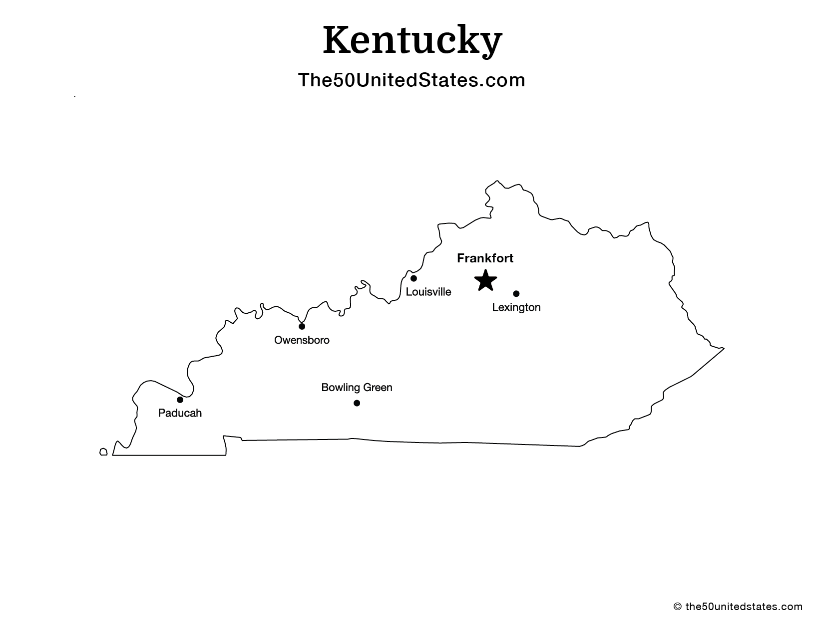 Map of Kentucky with Cities (Labeled)