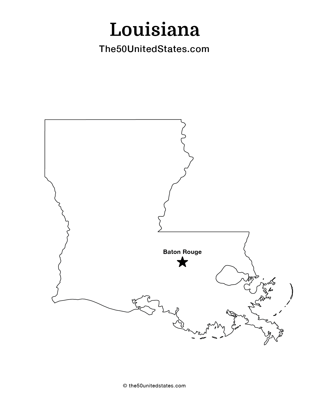 Map of Louisiana with Capital (Labeled)