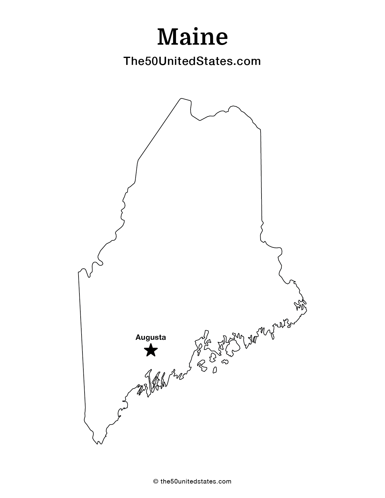 Map of Maine with Capital (Labeled)