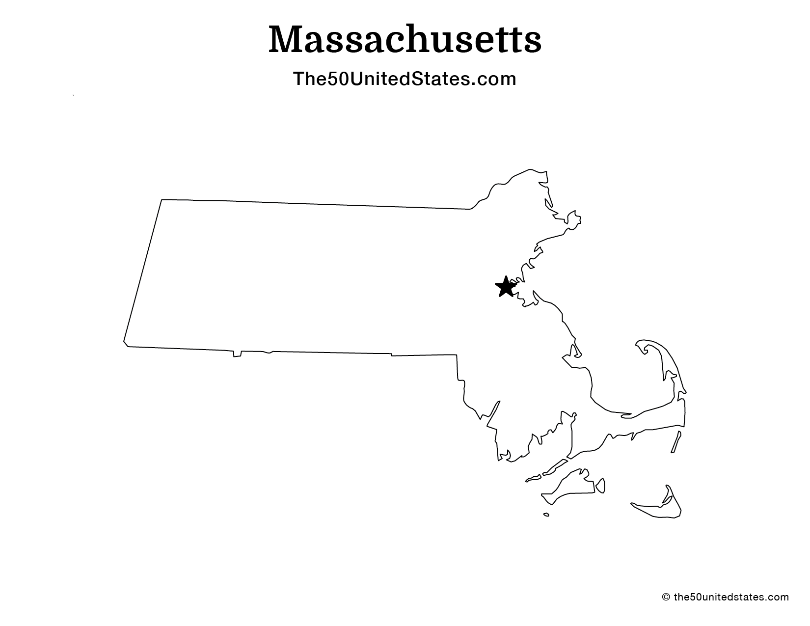 Map of Massachusetts with Capital (Blank)