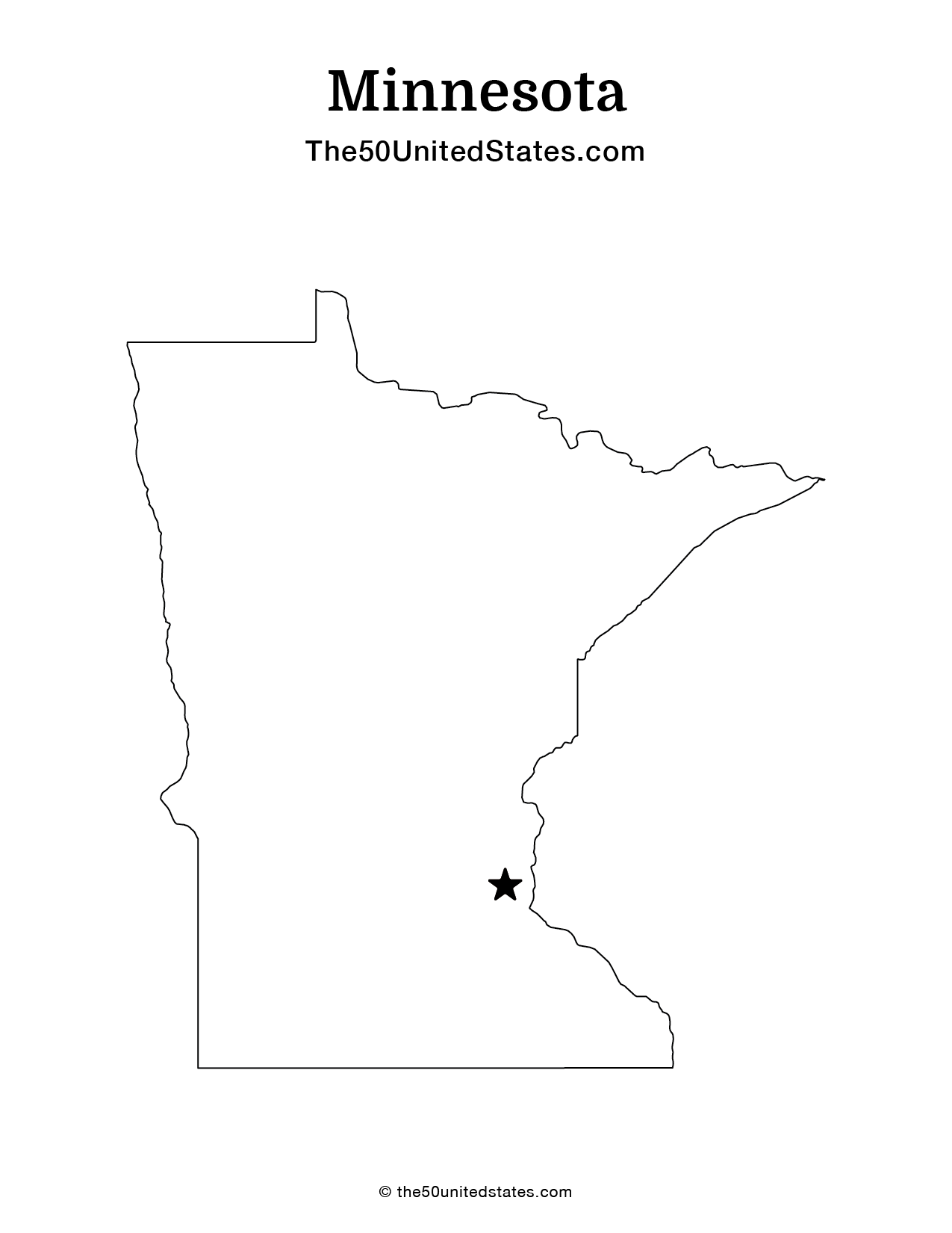 Map of Minnesota with Capital (Blank)