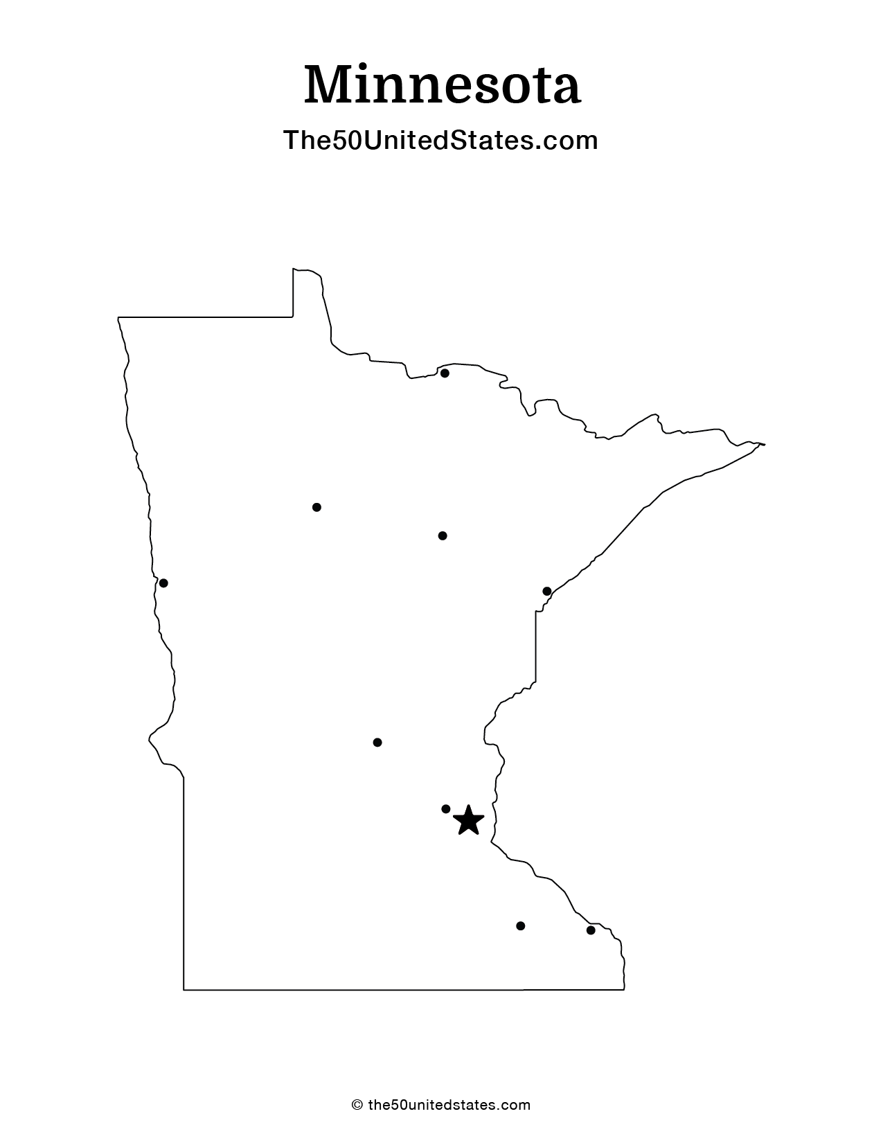 Map of Minnesota with Cities (Blank)