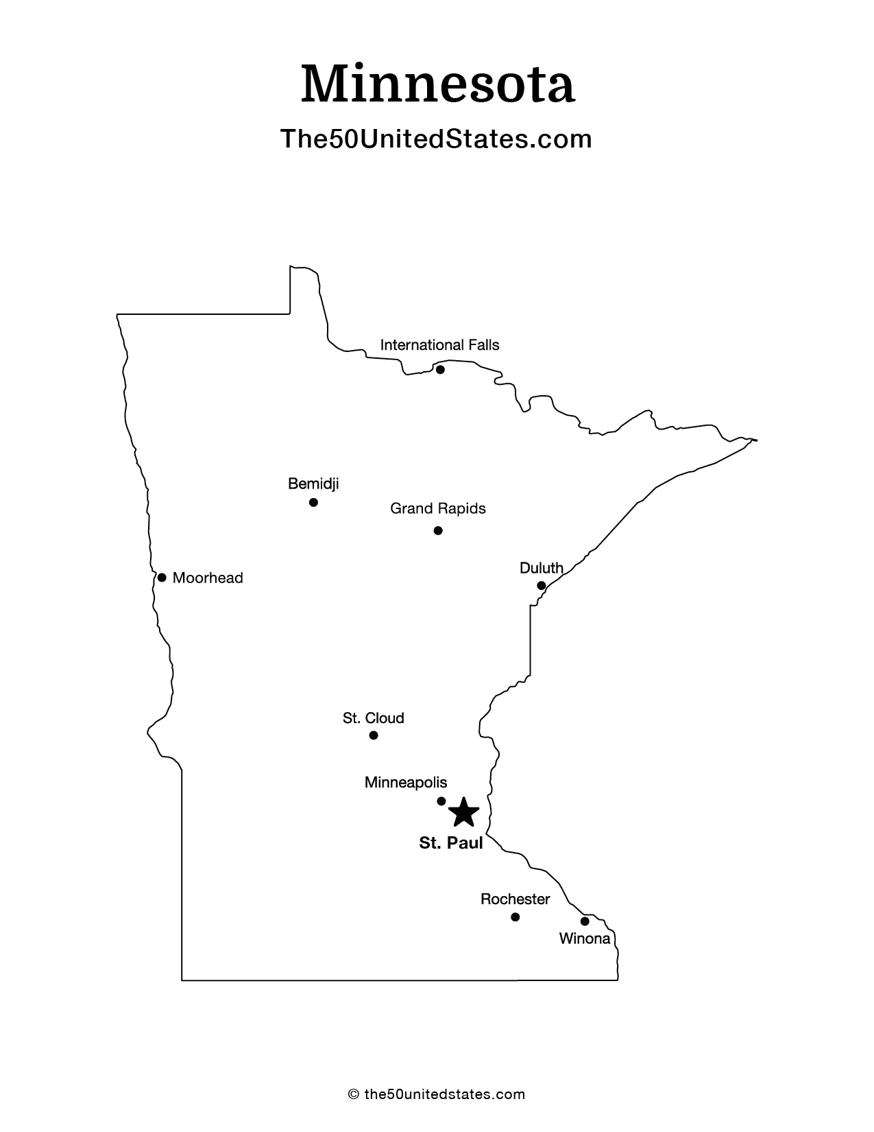 Map of Minnesota with Cities (Labeled)