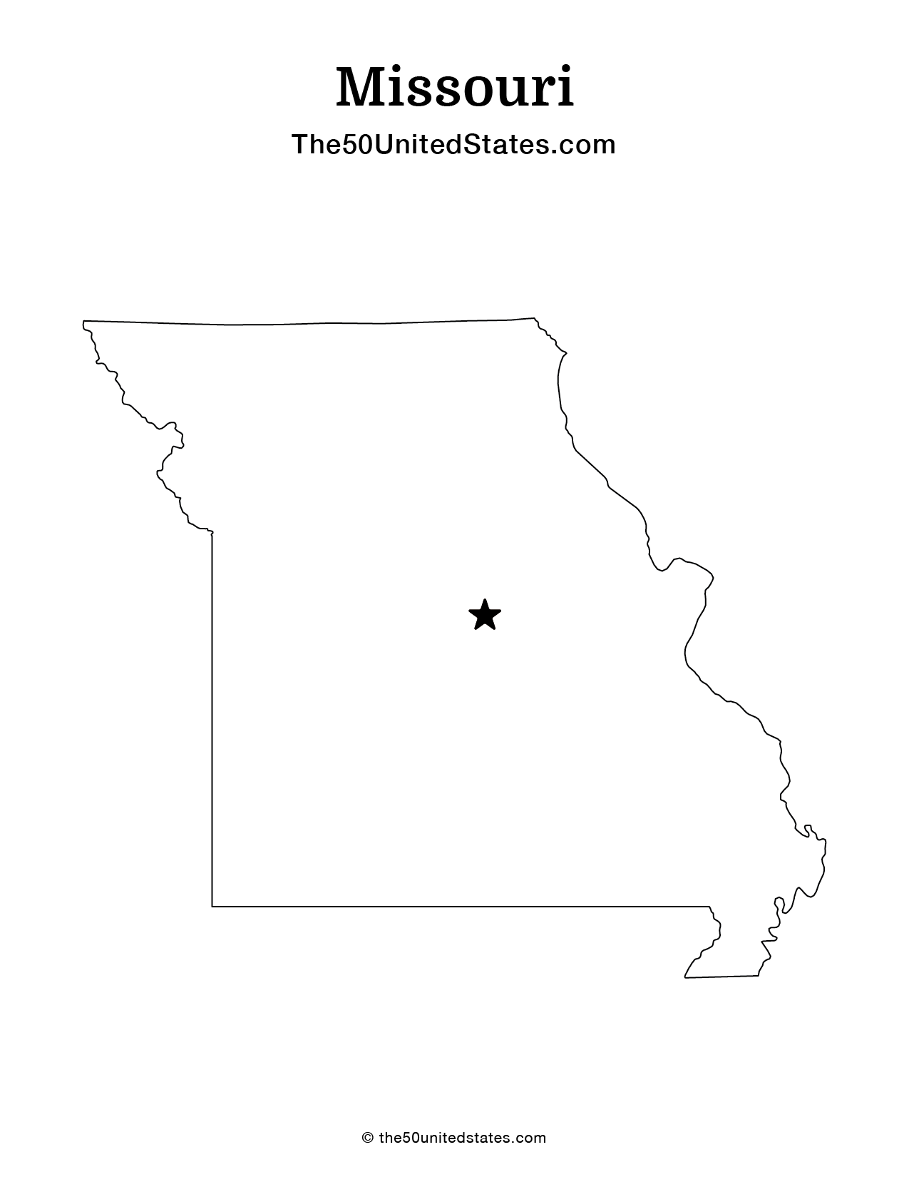 Map of Missouri with Capital (Blank)