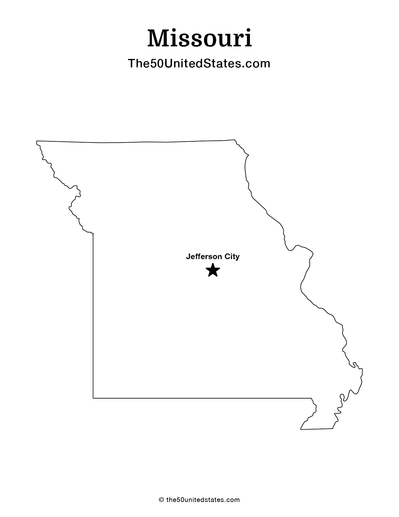 Map of Missouri with Capital (Labeled)