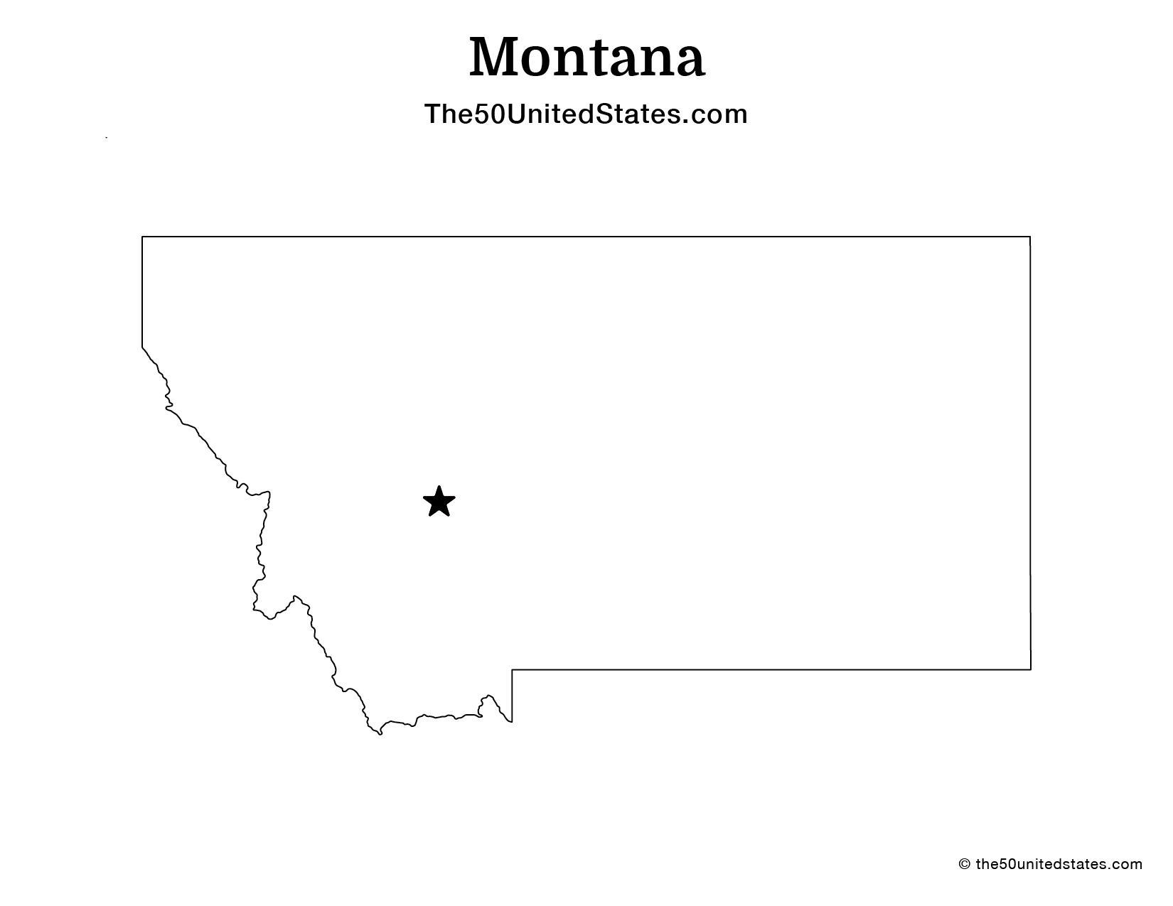 Map of Montana with Capital (Blank)