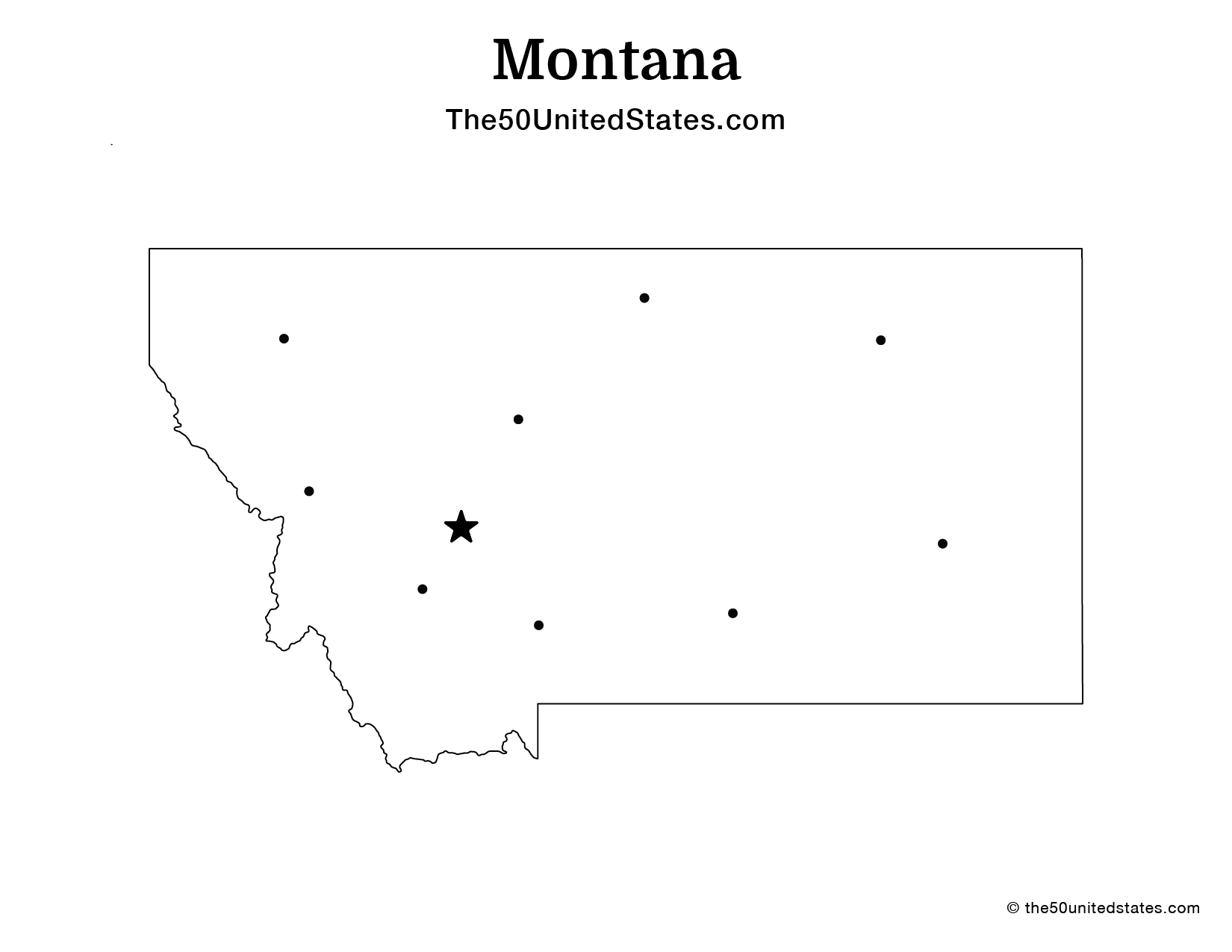 Map of Montana with Cities (Blank)