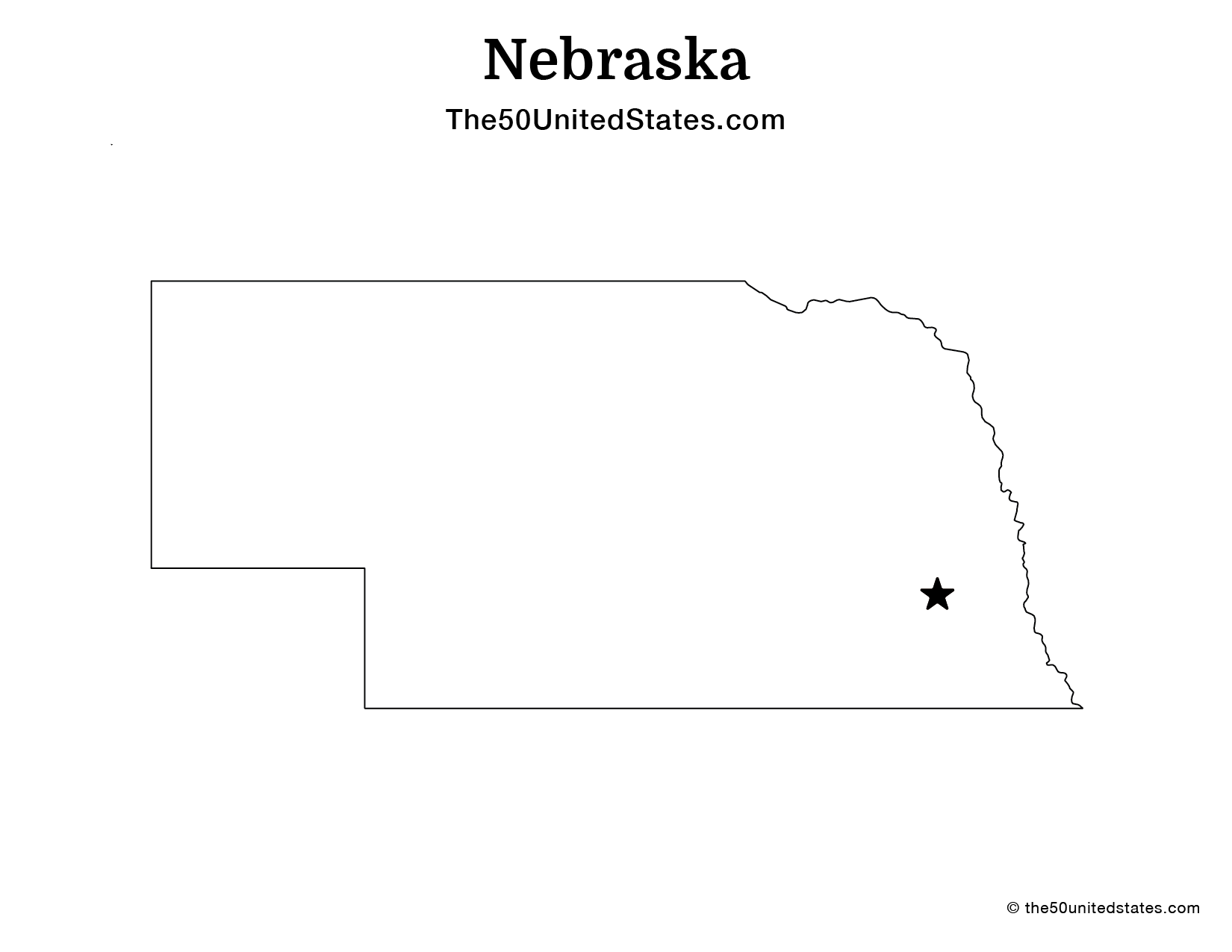 Map of Nebraska with Capital (Blank)