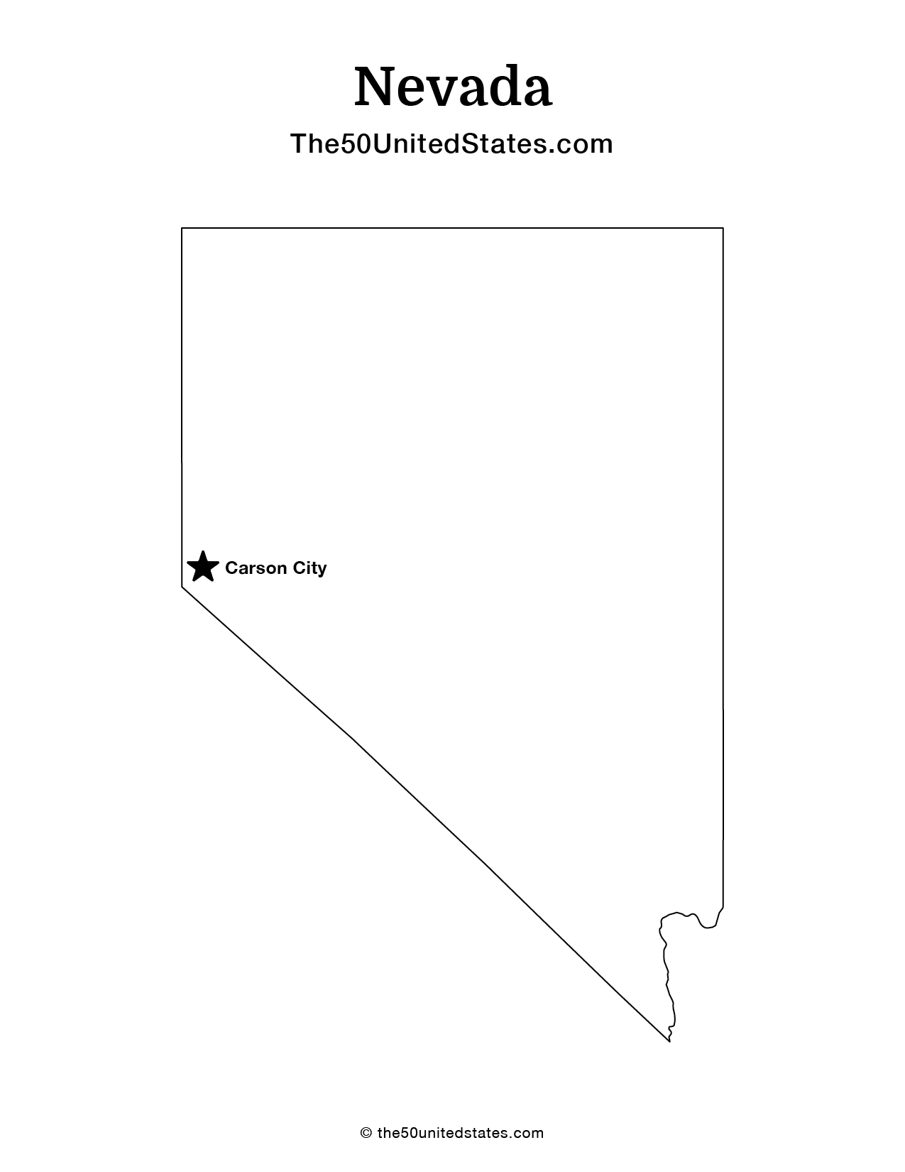 Map of Nevada with Capital (Labeled)