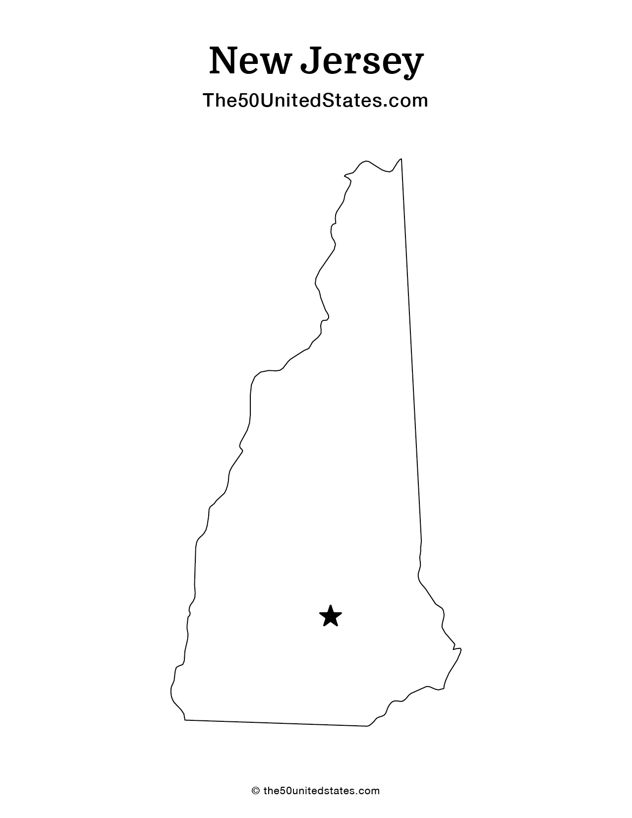 Map of New Hampshire with Capital (Blank)