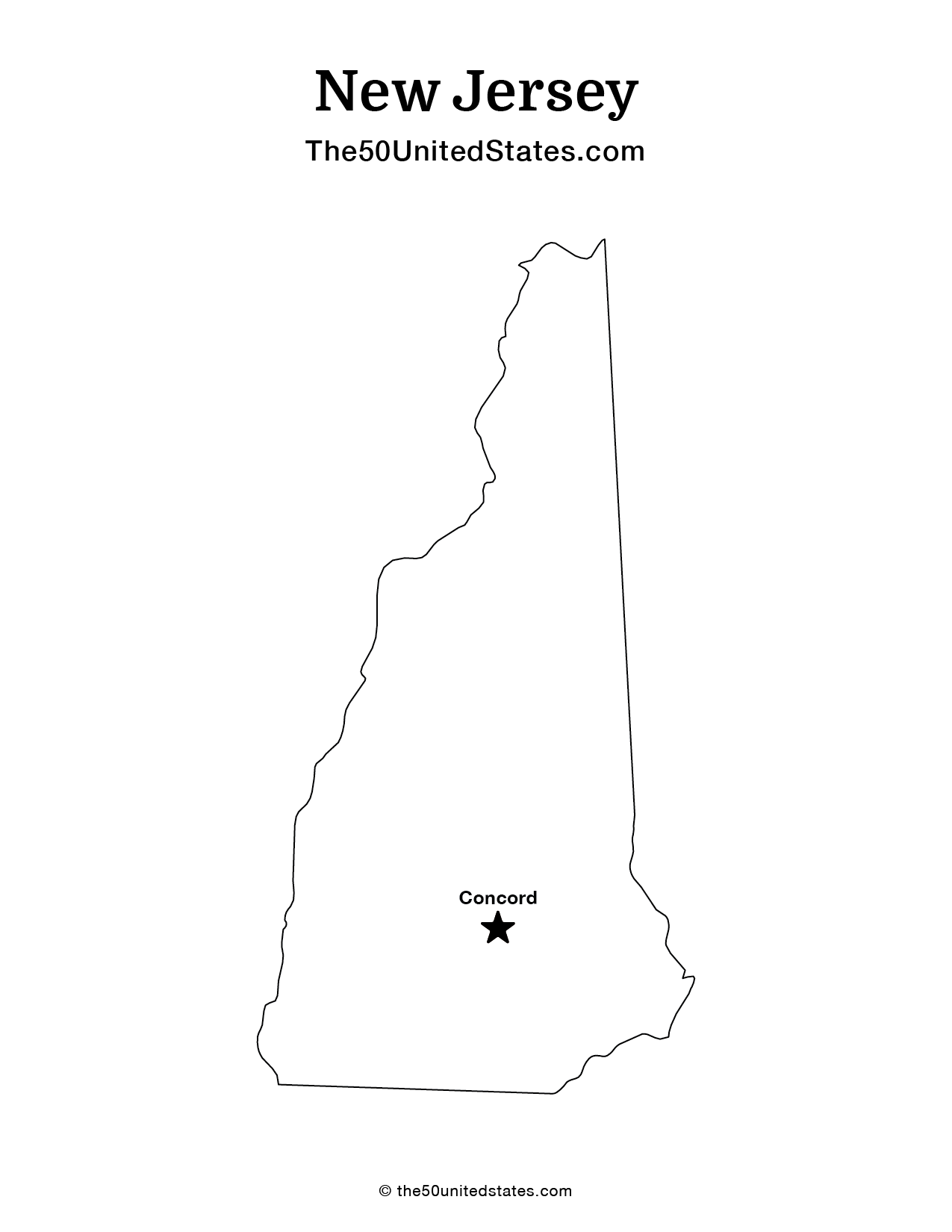 Map of New Hampshire with Capital (Labeled)