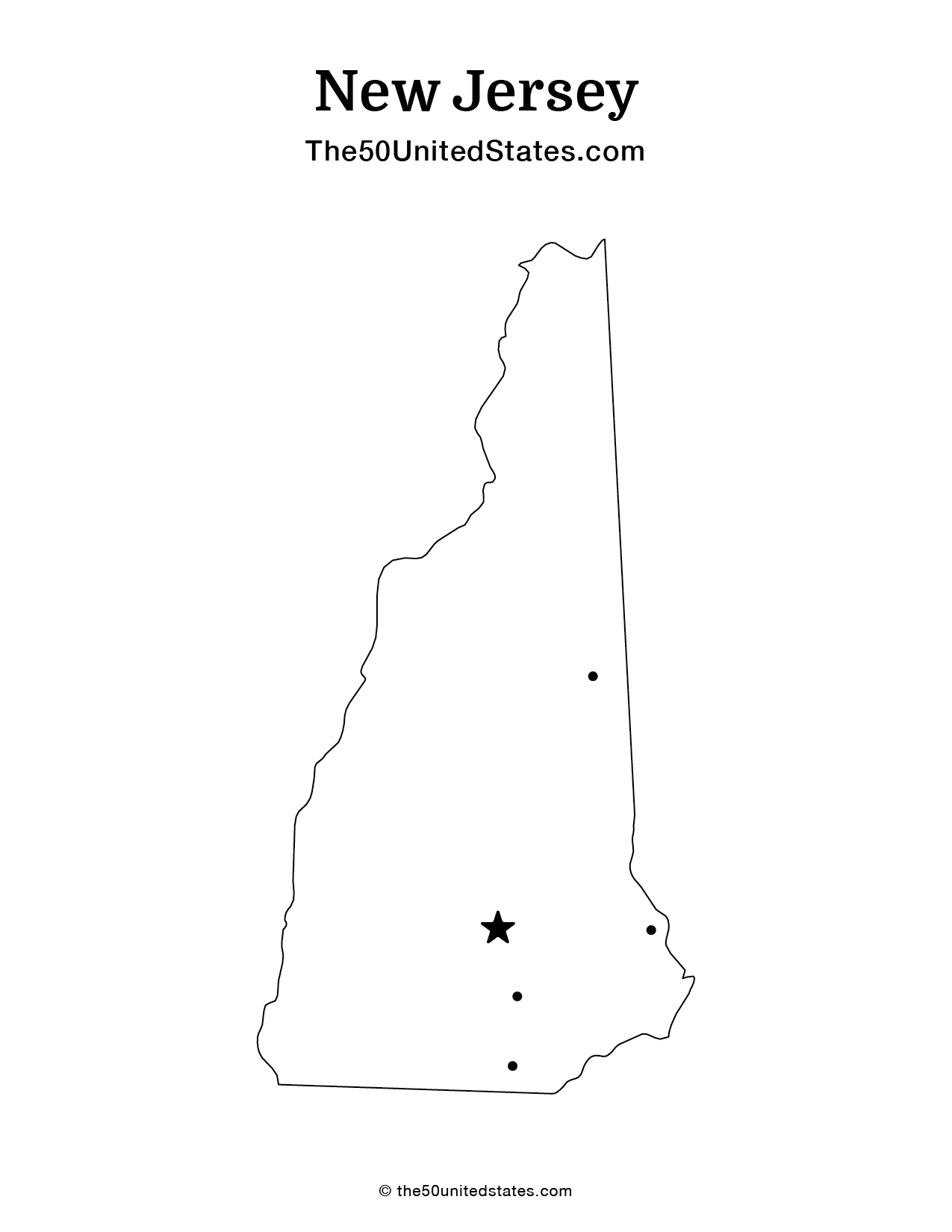 Map of New Hampshire with Cities (Blank)
