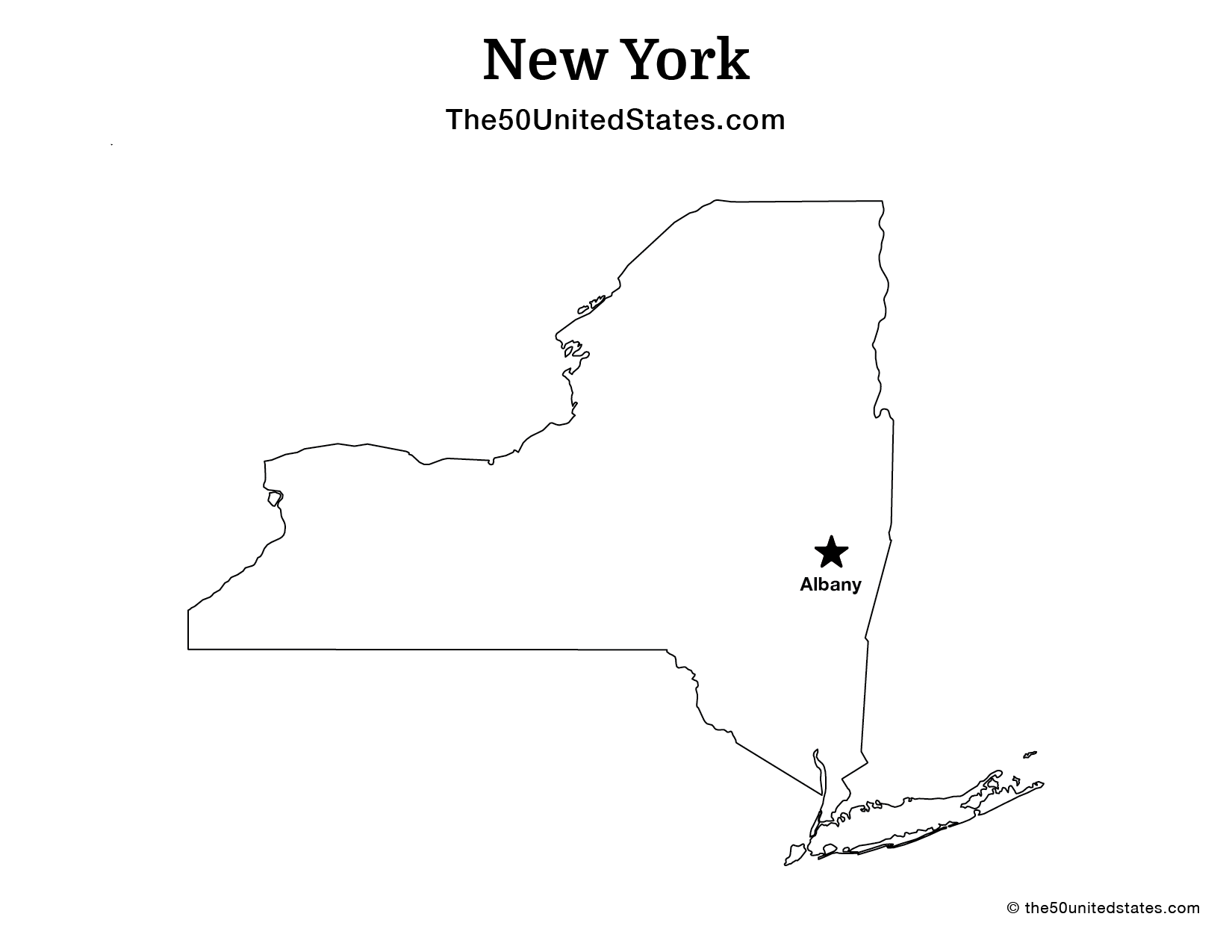 Map of New York with Capital (Labeled)