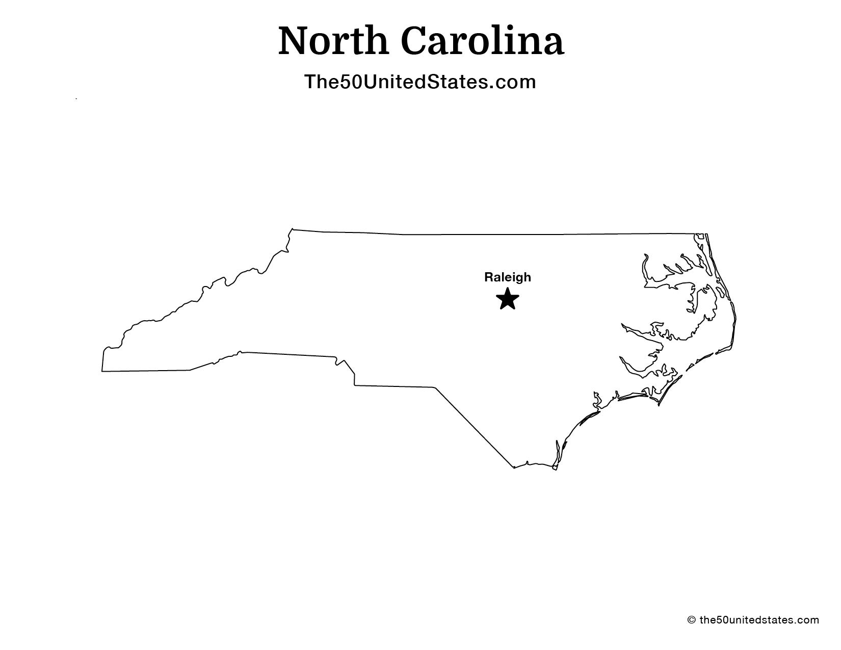 Map of North Carolina with Capital (Labeled)