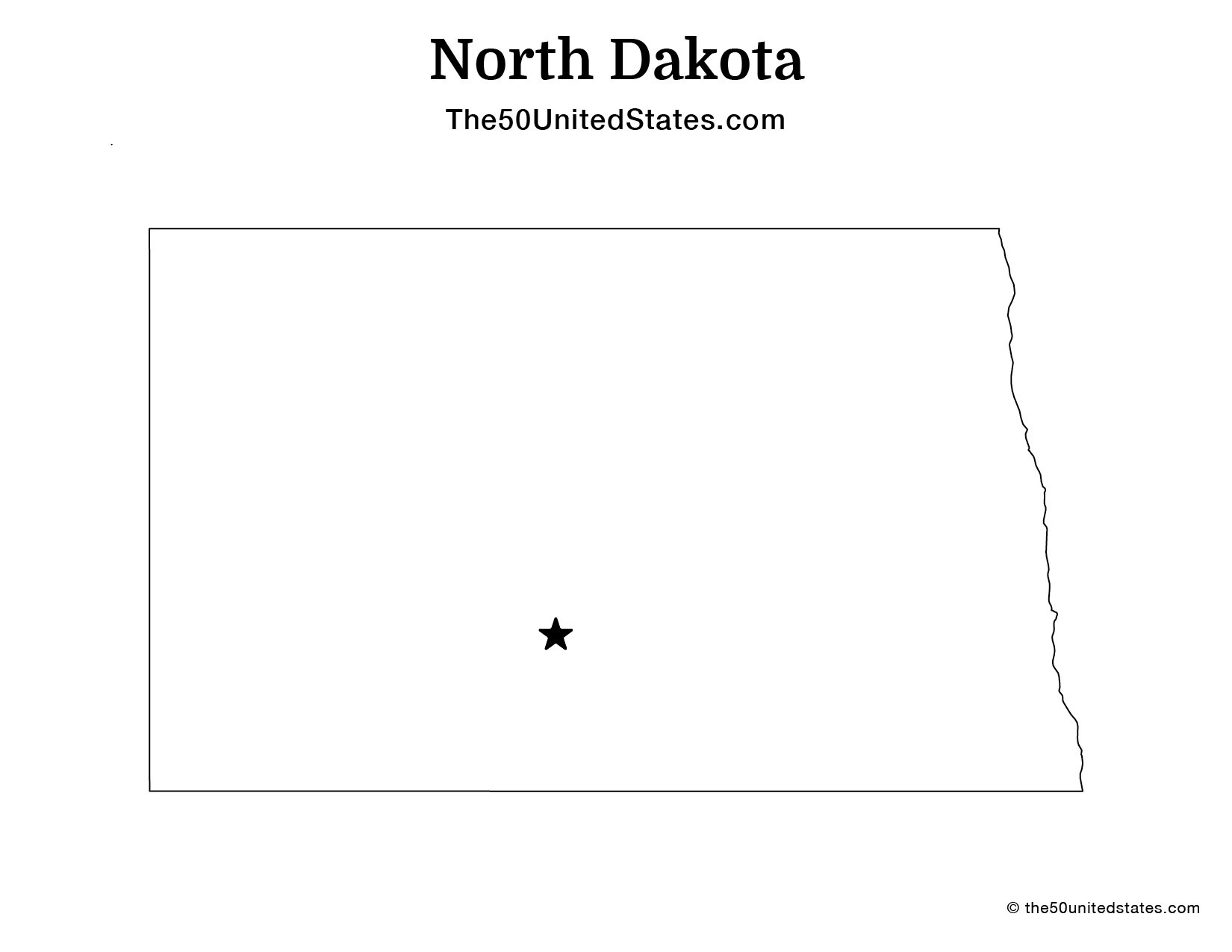 Map of North Dakota with Capital (Blank)