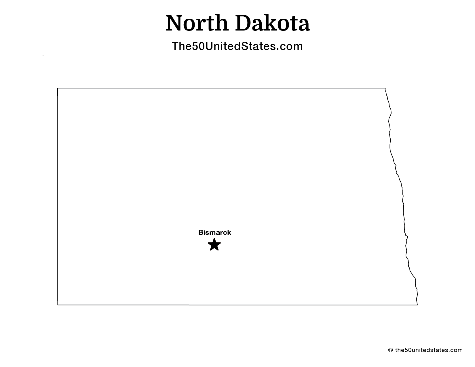 Map of North Dakota with Capital (Labeled)