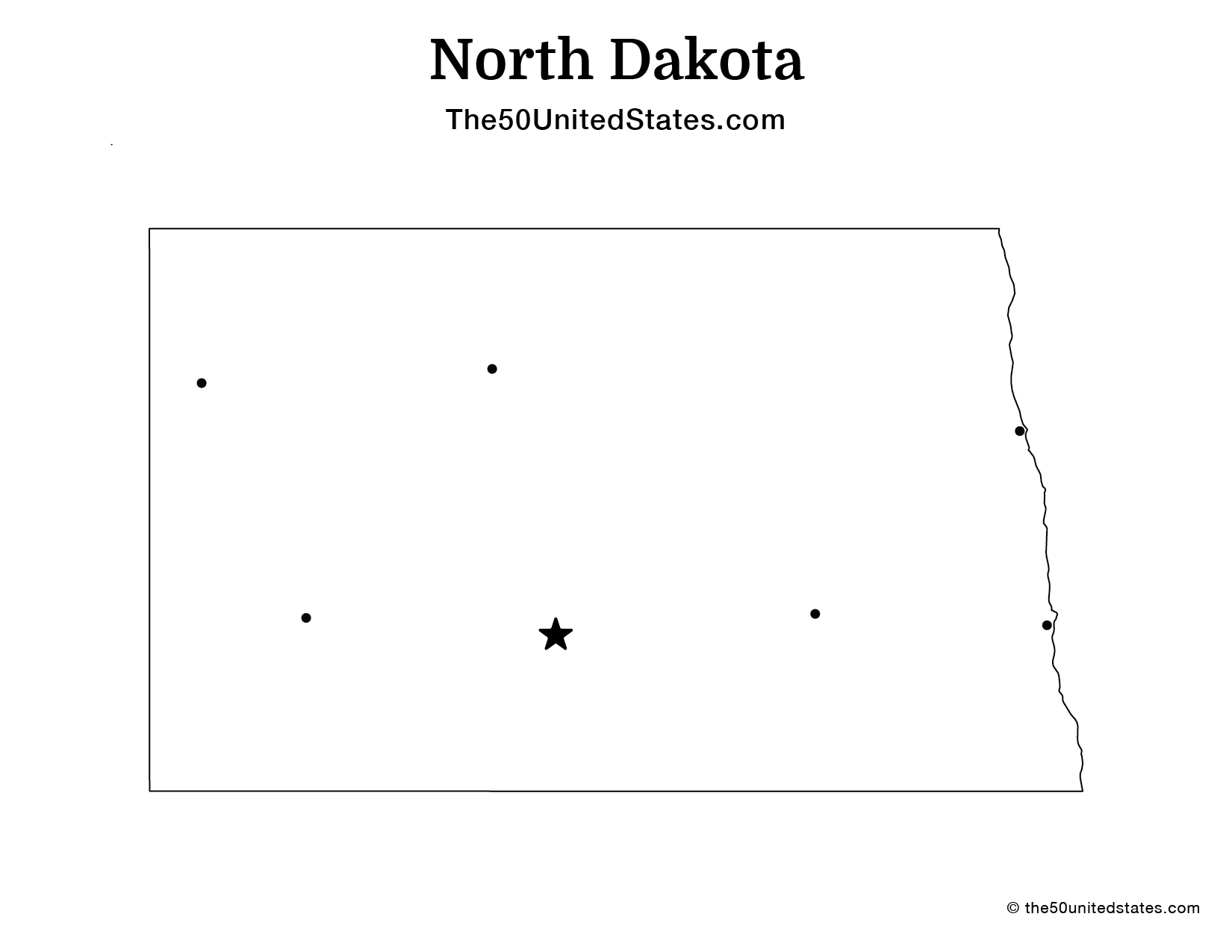 Map of North Dakota with Cities (Blank)