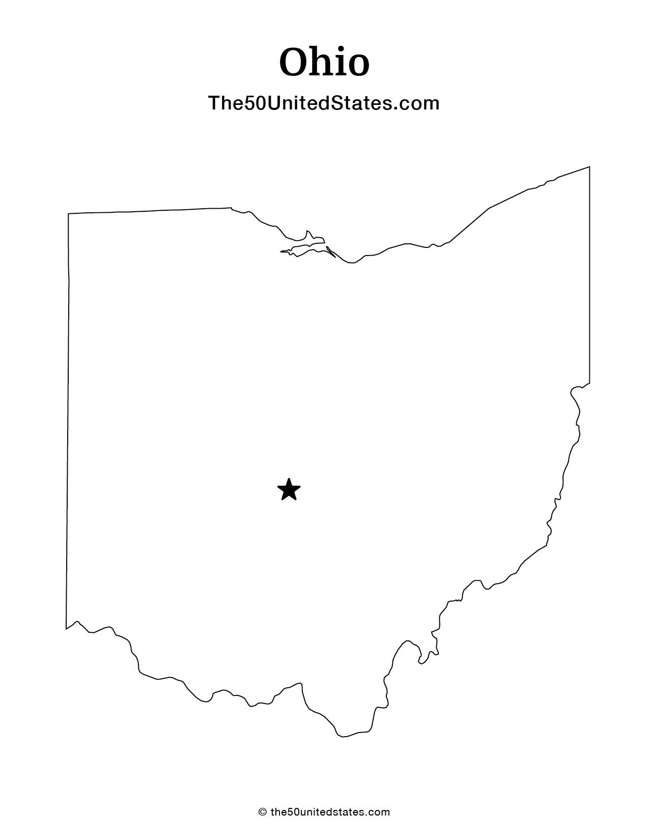 Map of Ohio with Capital (Blank)