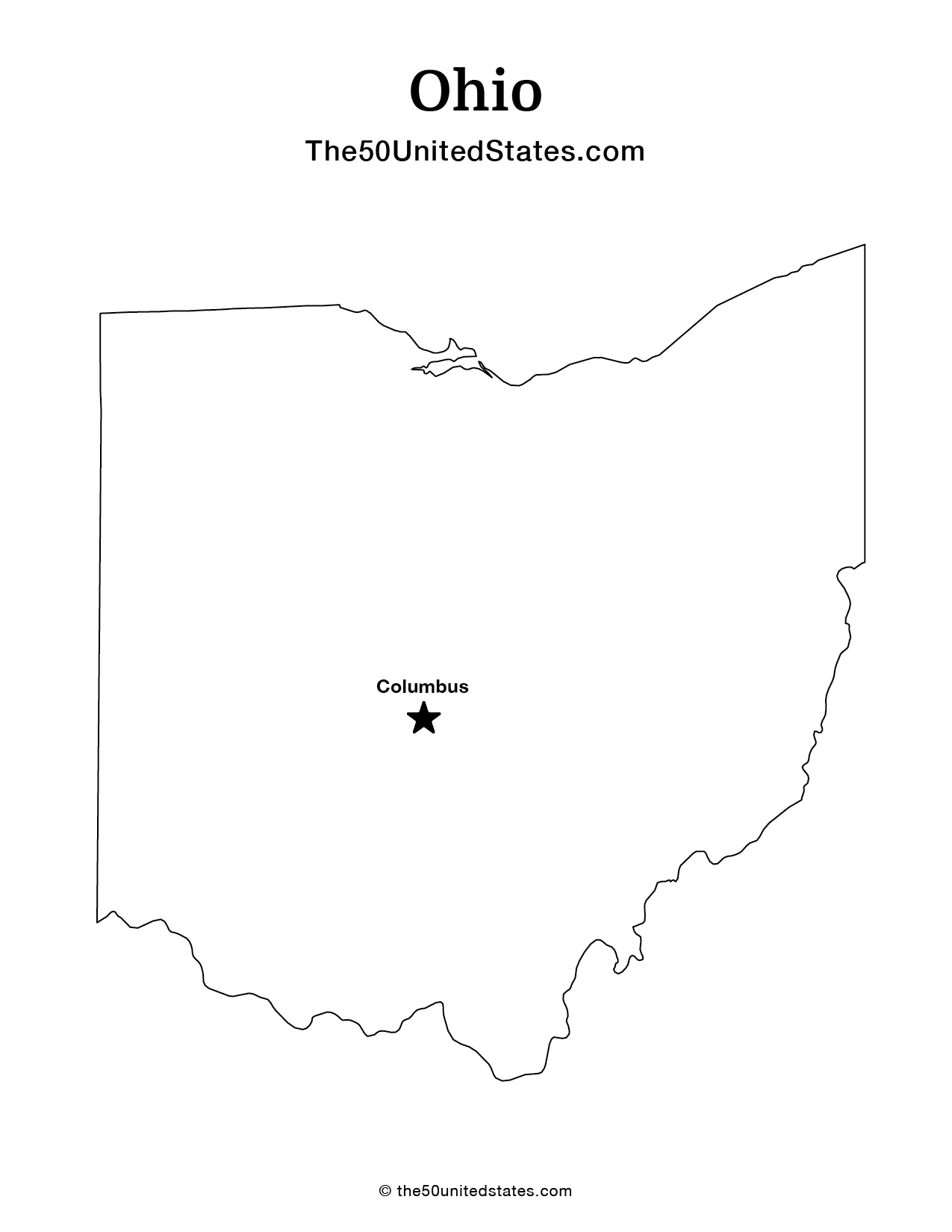 Map of Ohio with Capital (Labeled)