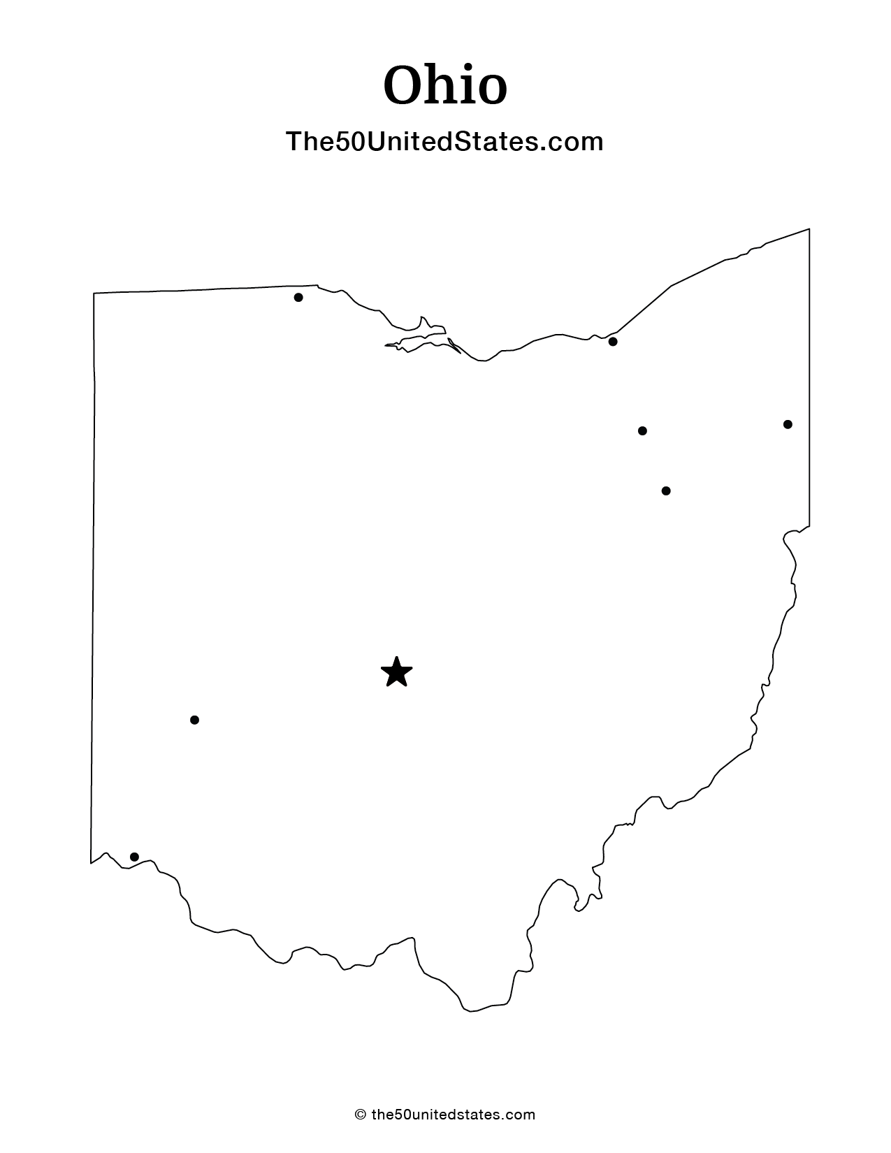 Map of Ohio with Cities (Blank)