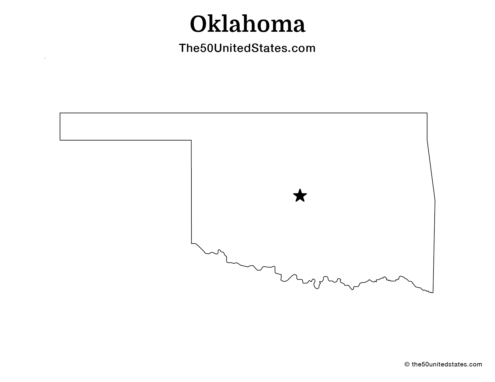 Map of Oklahoma with Capital (Blank)
