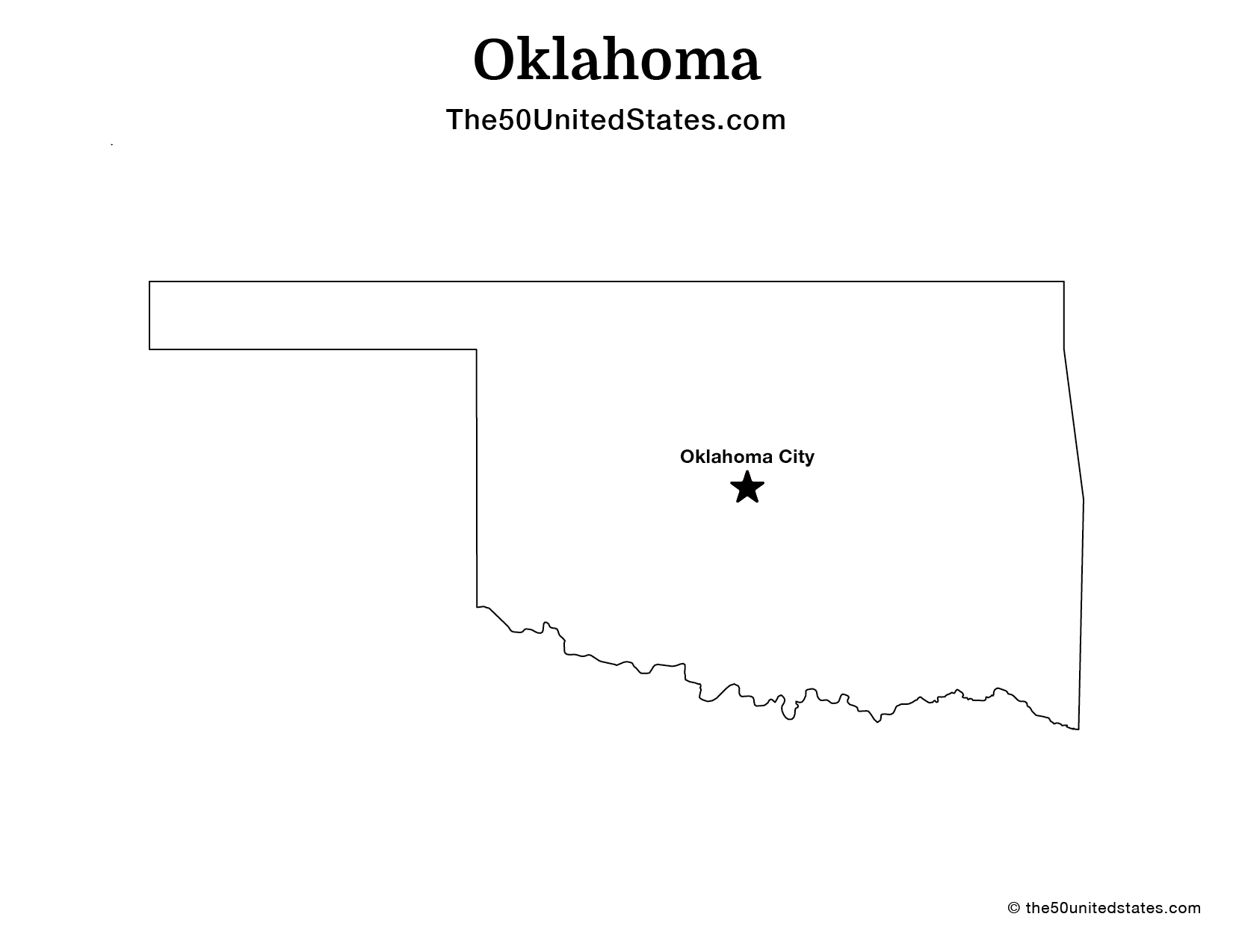 Map of Oklahoma with Capital (Labeled)