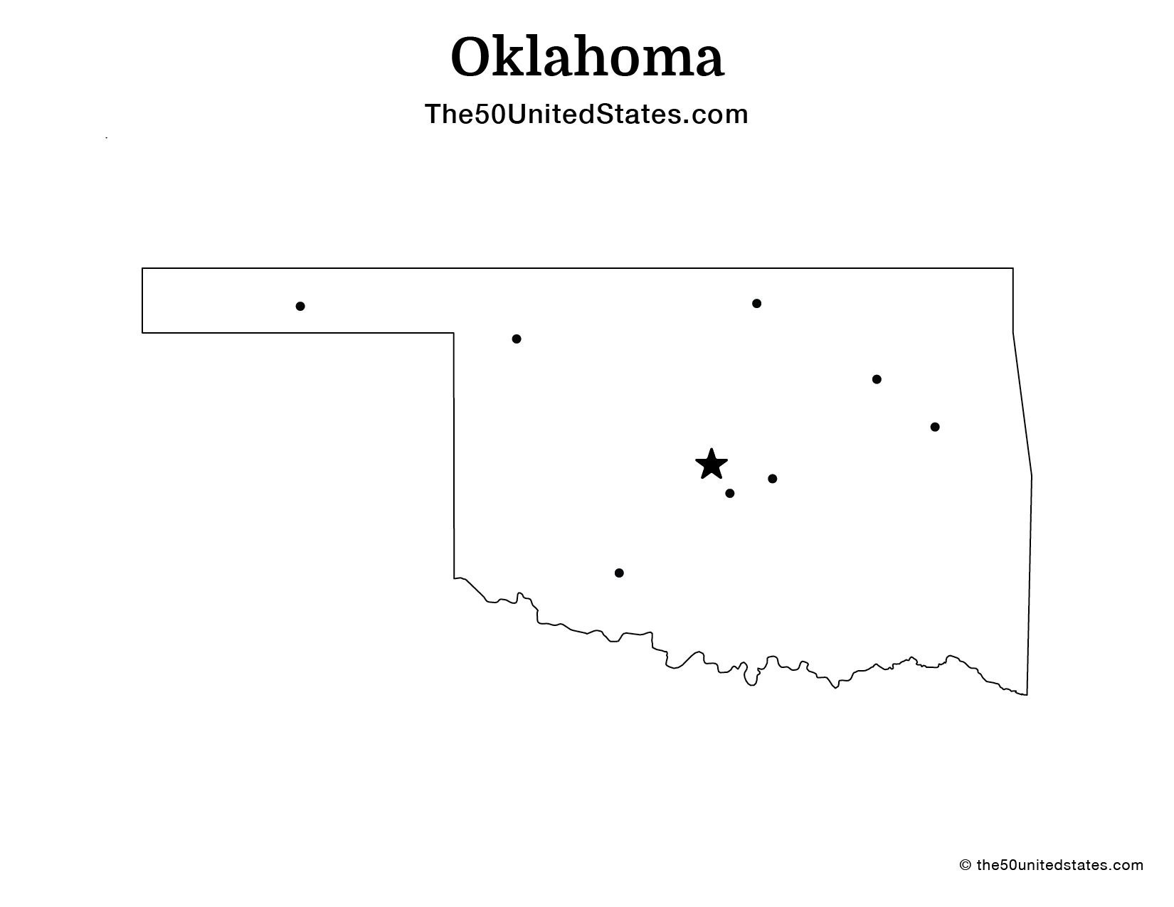 Map of Oklahoma with Cities (Blank)
