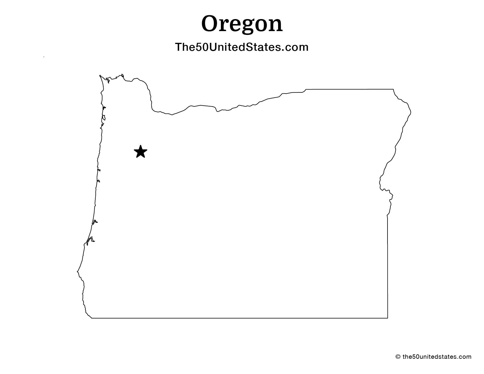 Map of Oregon with Capital (Blank)