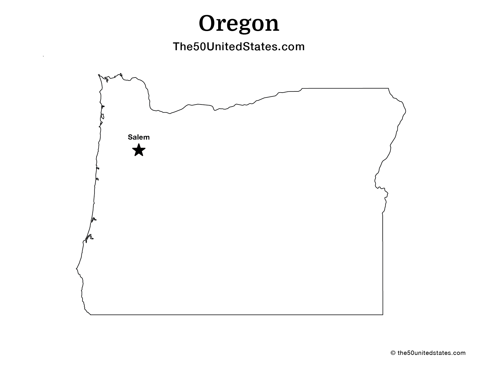 Map of Oregon with Capital (Labeled)