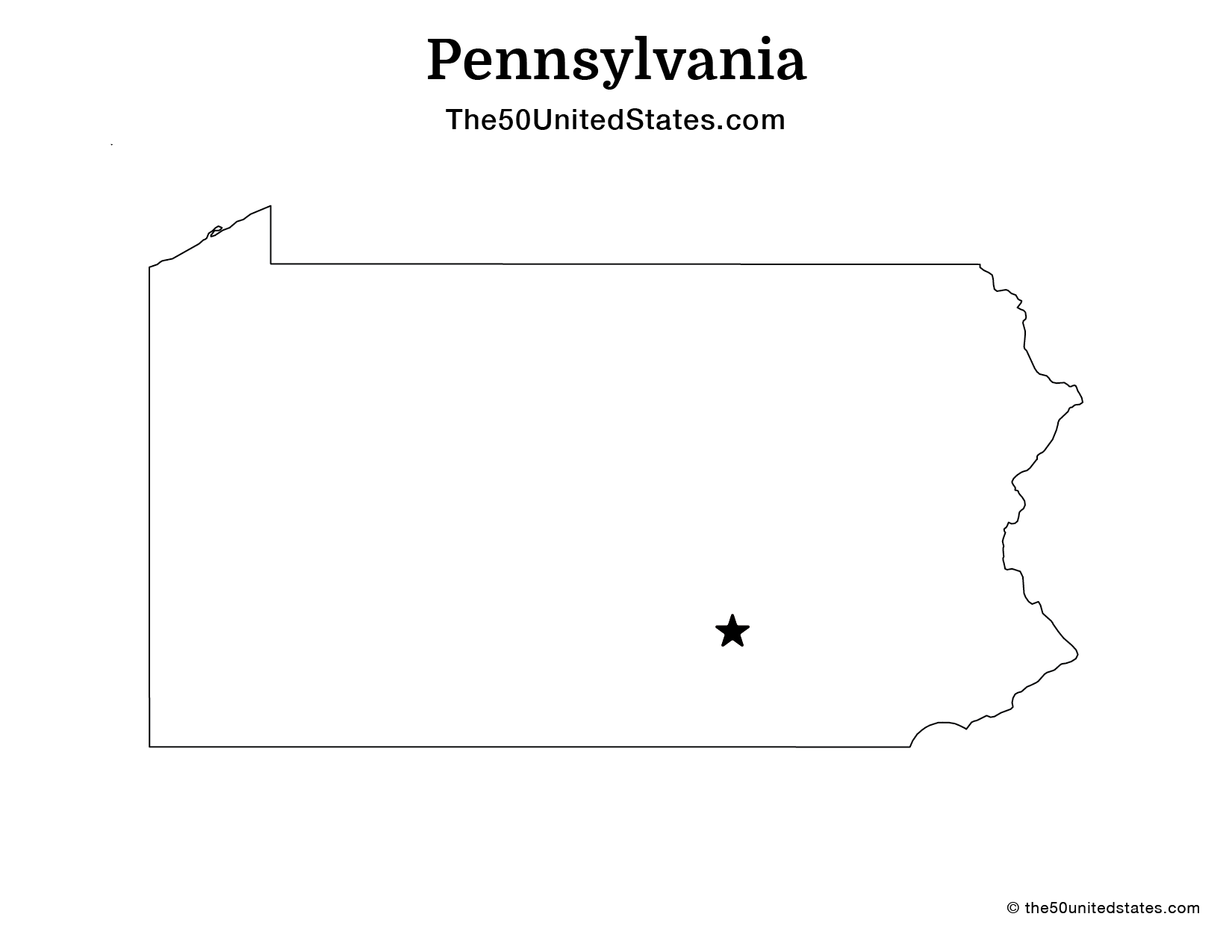 Map of Pennsylvania with Capital (Blank)